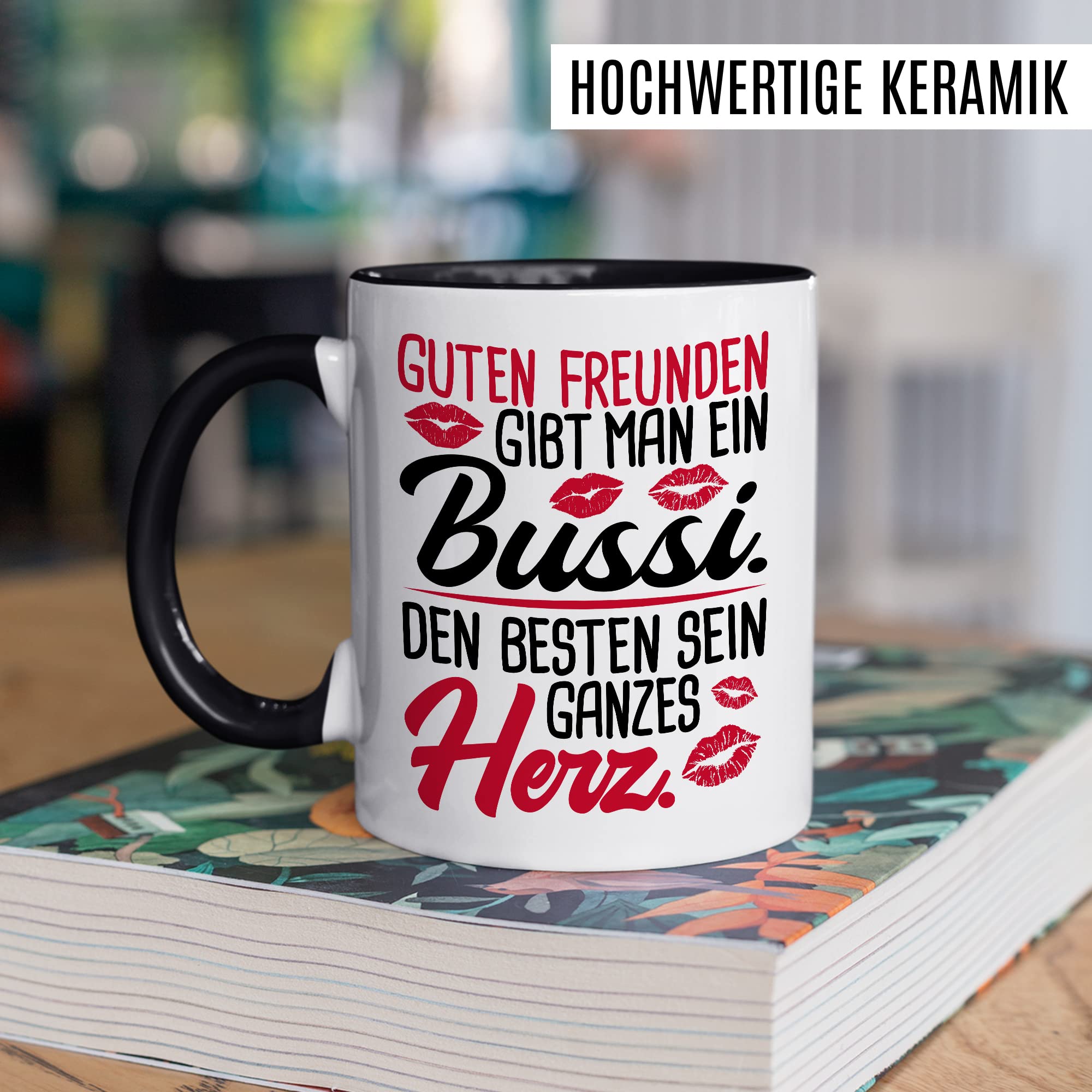 Freunde Tasse Freundinnen Kaffeetasse Freundschaft Kaffee-Becher Frauen Beste Freundin Geschenk-Idee Guten Freunden Bussi Besten Herz Spruch