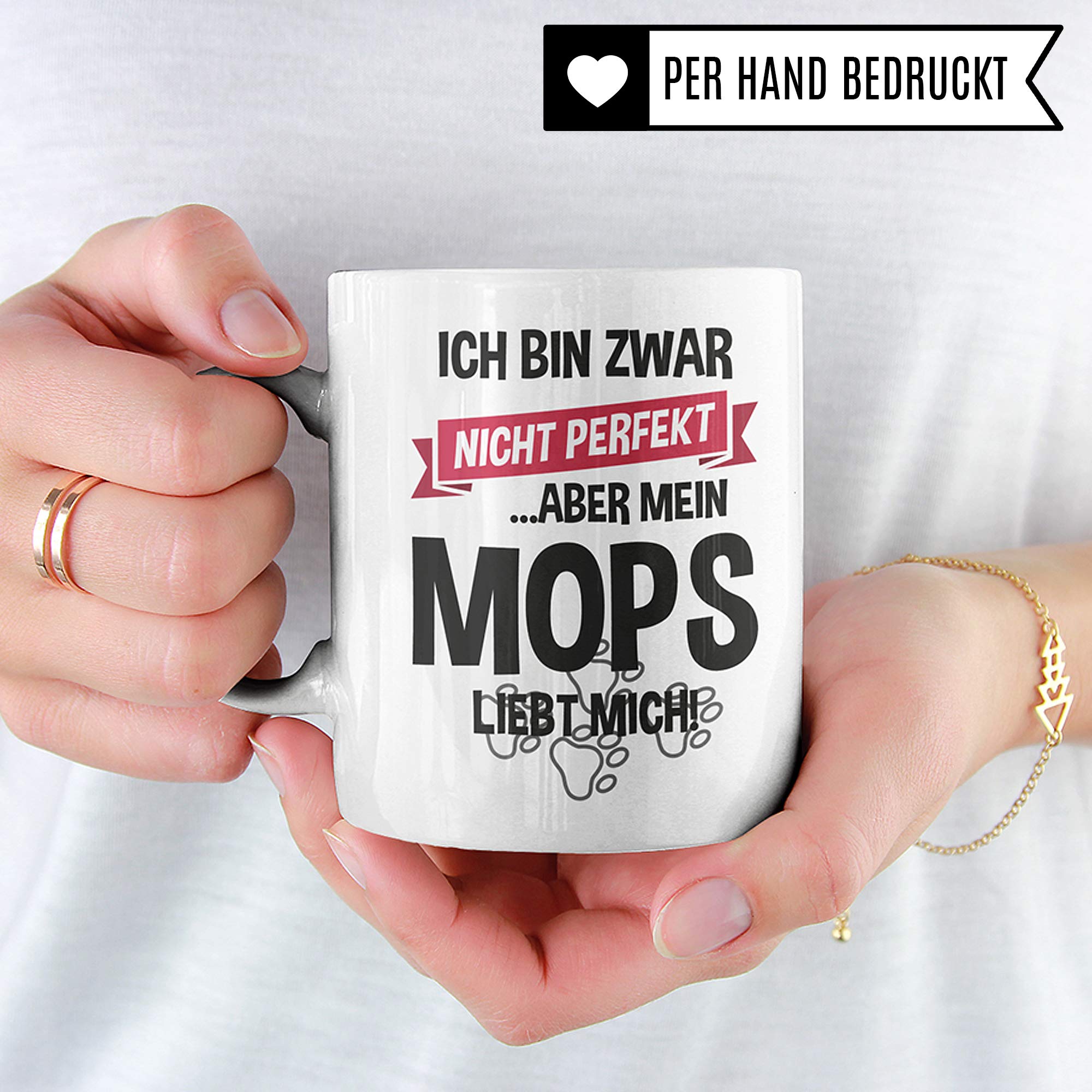 Pagma Druck Tasse Mops Geschenk Hunde Spruch Becher Geschenkidee Möpse Mops Herrchen Kaffeetasse Kaffeebecher