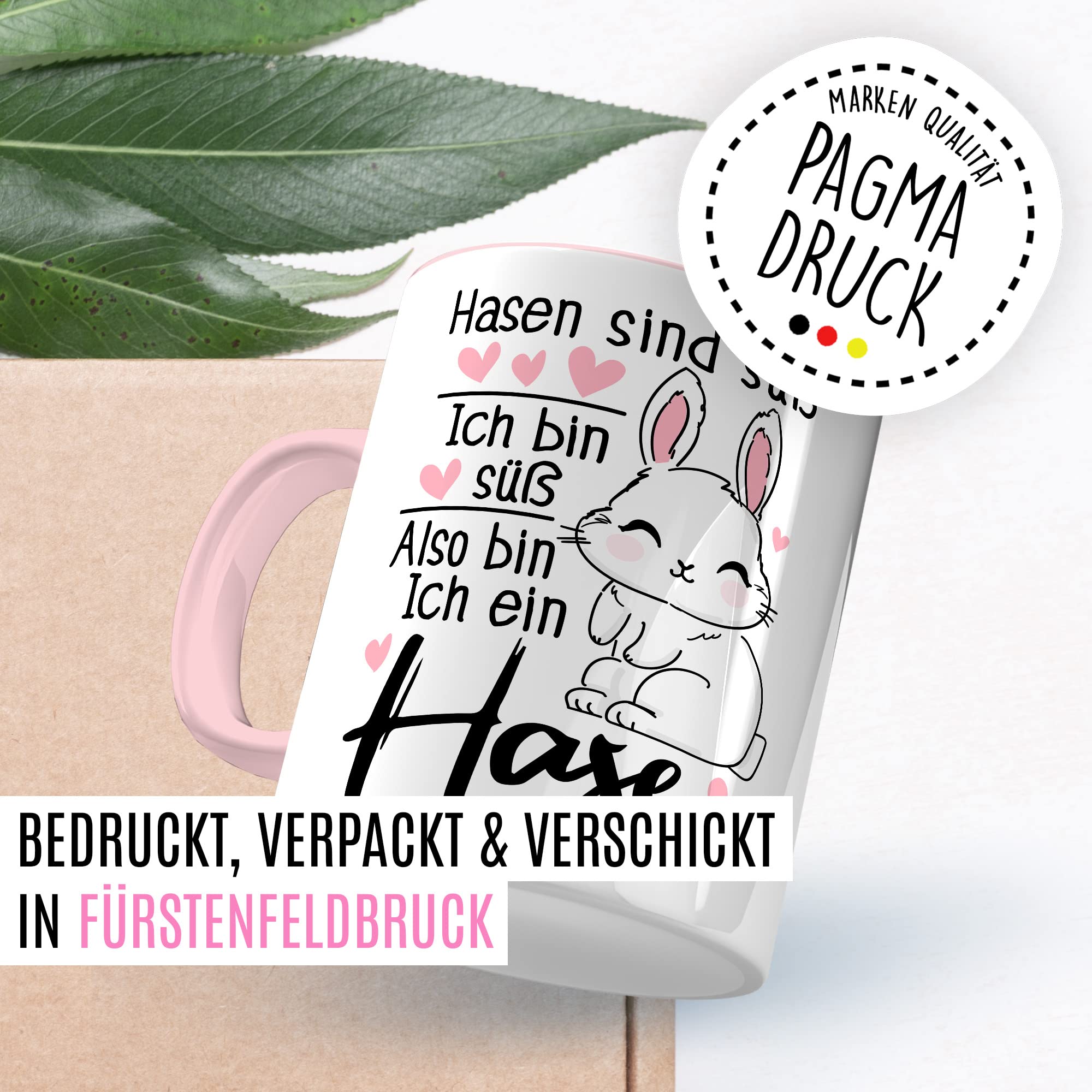 Hasen Tasse mit Spruch lustig Kaffeetasse mit Tier Witz Kaninchen Kaffee-Becher Häschen Humor Geschenk Hasen sind süß Ich bin süß Spruch Teetasse Haustier Feldhase Langohr Halter