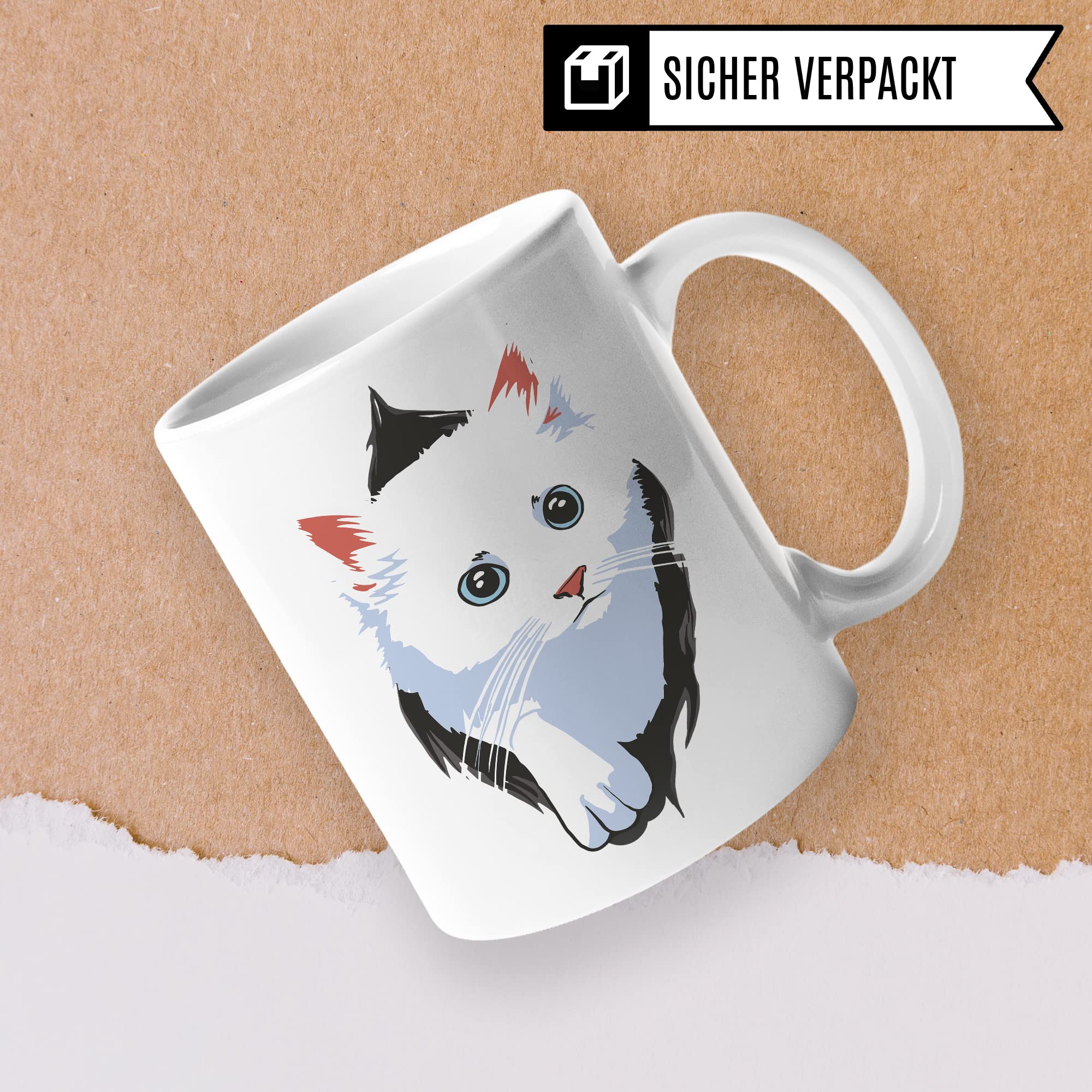 Tasse Katzen-Motiv, Geschenk Katzenliebhaber, süße Katzen-Tasse Motiv, Geschenk Kollegen Freund Freundin, lustige Katze Kater Katzenfreund Büro-Tasse