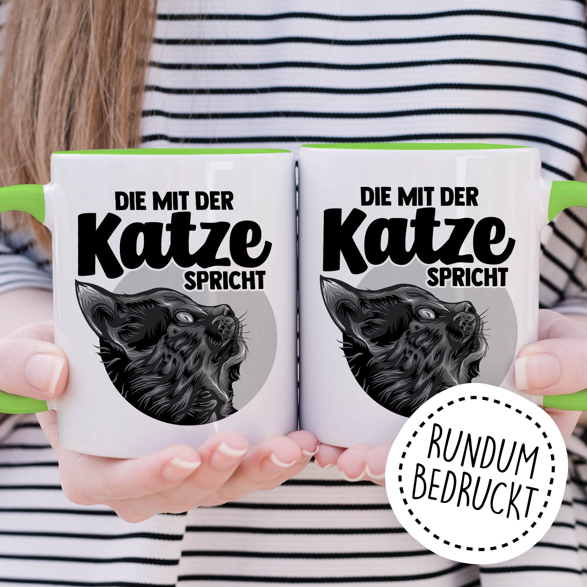 Tasse Katze Geschenk, Die mit der Katze spricht Geschenkidee Kaffeetasse mit Spruch lustig Kaffee-Becher Katzen Katzen-Liebhaber Teetasse Katzen-Motiv