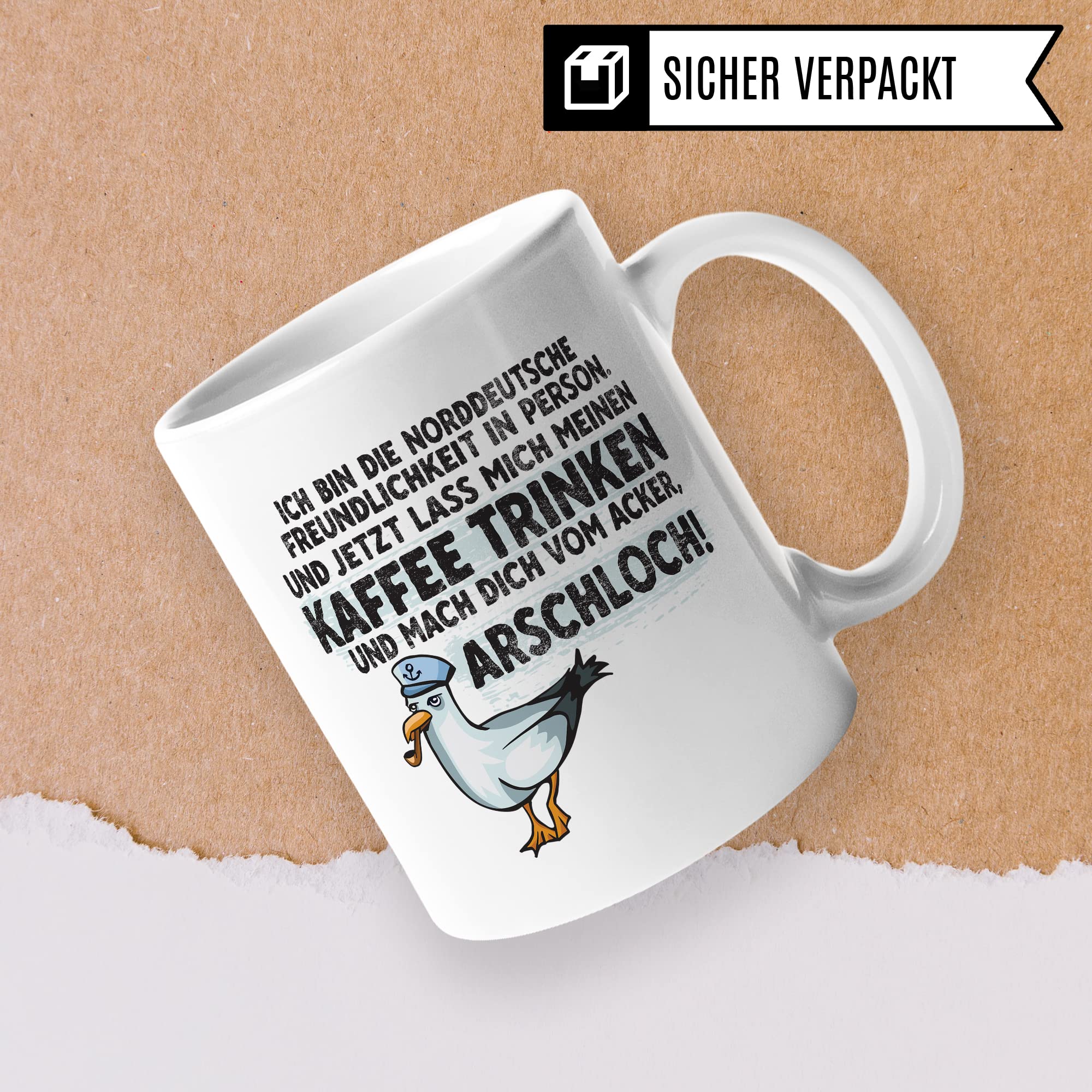 Moin Tasse Kaffee-Tasse Geschenkidee für Norddeutsche Norddeutschland Meer Nordsee Ostsee Kaffeebecher