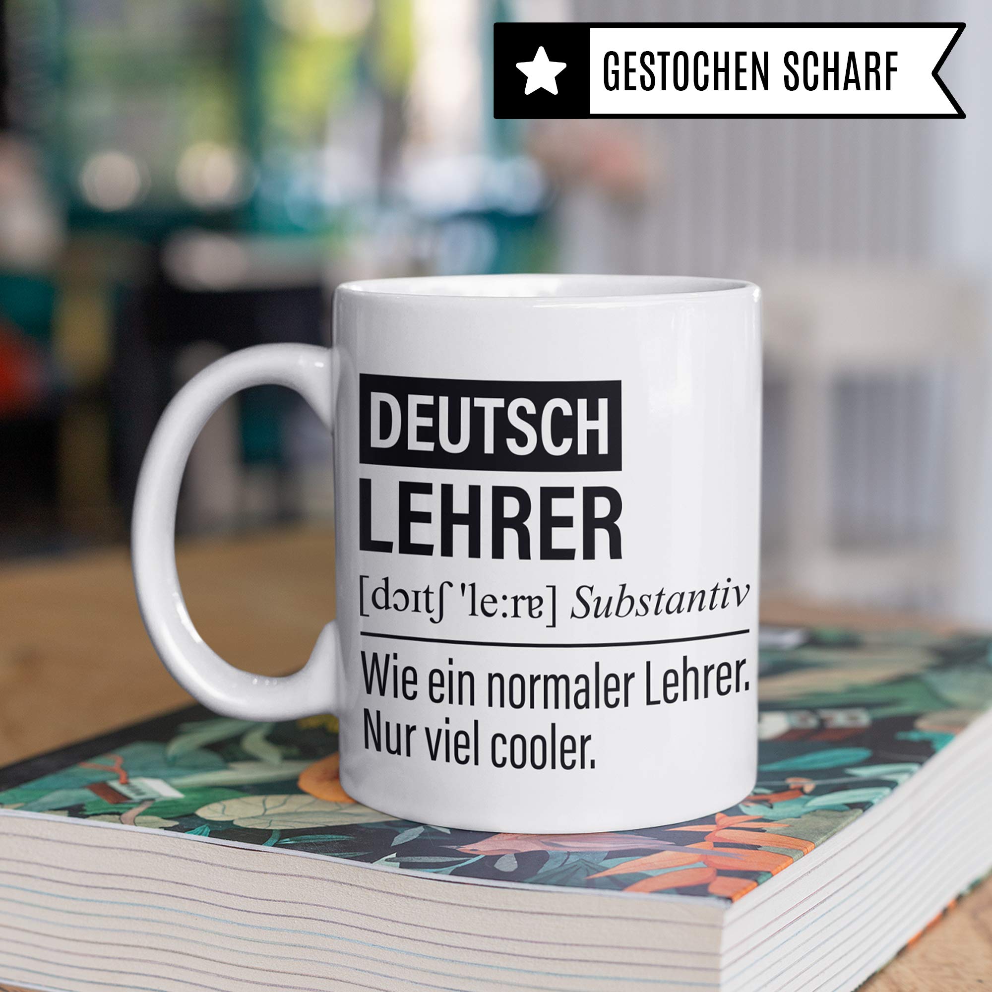 Deutsch Lehrer Tasse, Geschenk für Deutschlehrer, Kaffeetasse Geschenkidee Lehrer lustig, Kaffeebecher Lehramt Schule Deutsch Unterricht Witz