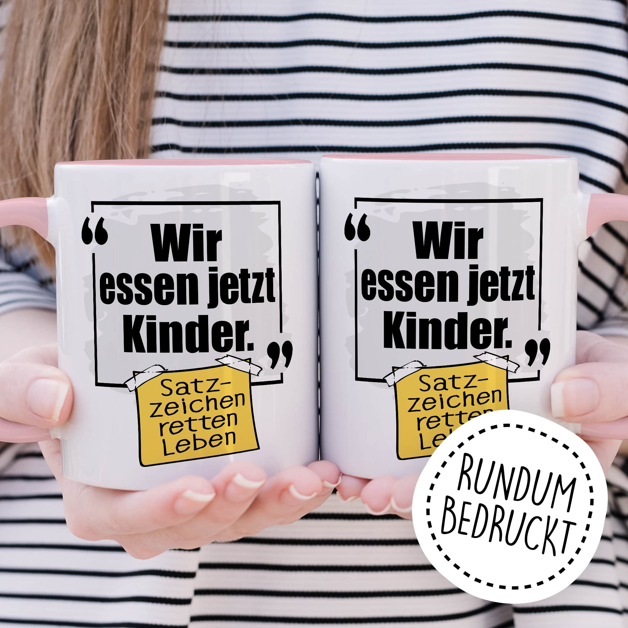 Lustige Tasse mit Spruch Kaffeetasse Grammatik Witz lustig Kaffee-Becher Zeichensetzung rettet Leben wir essen jetzt Kinder Interpunktion Deutsch