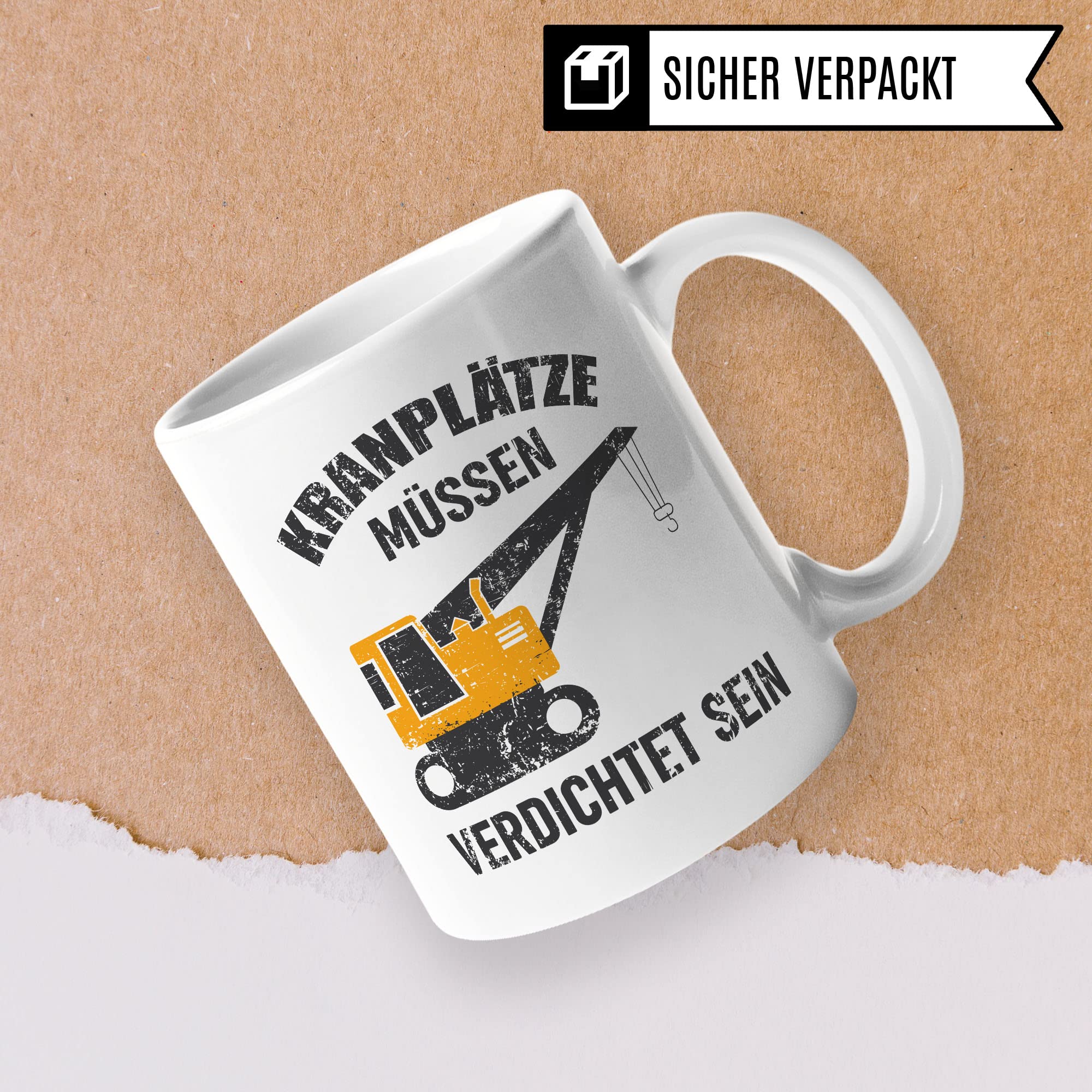 Baustellen Tasse, Bauarbeiter Spruch lustig, Männer Kaffeetasse Geschenkidee, Kranfahrer Kaffeebecher, Bagger Becher, Humor Witz Geschenk für Baustelle