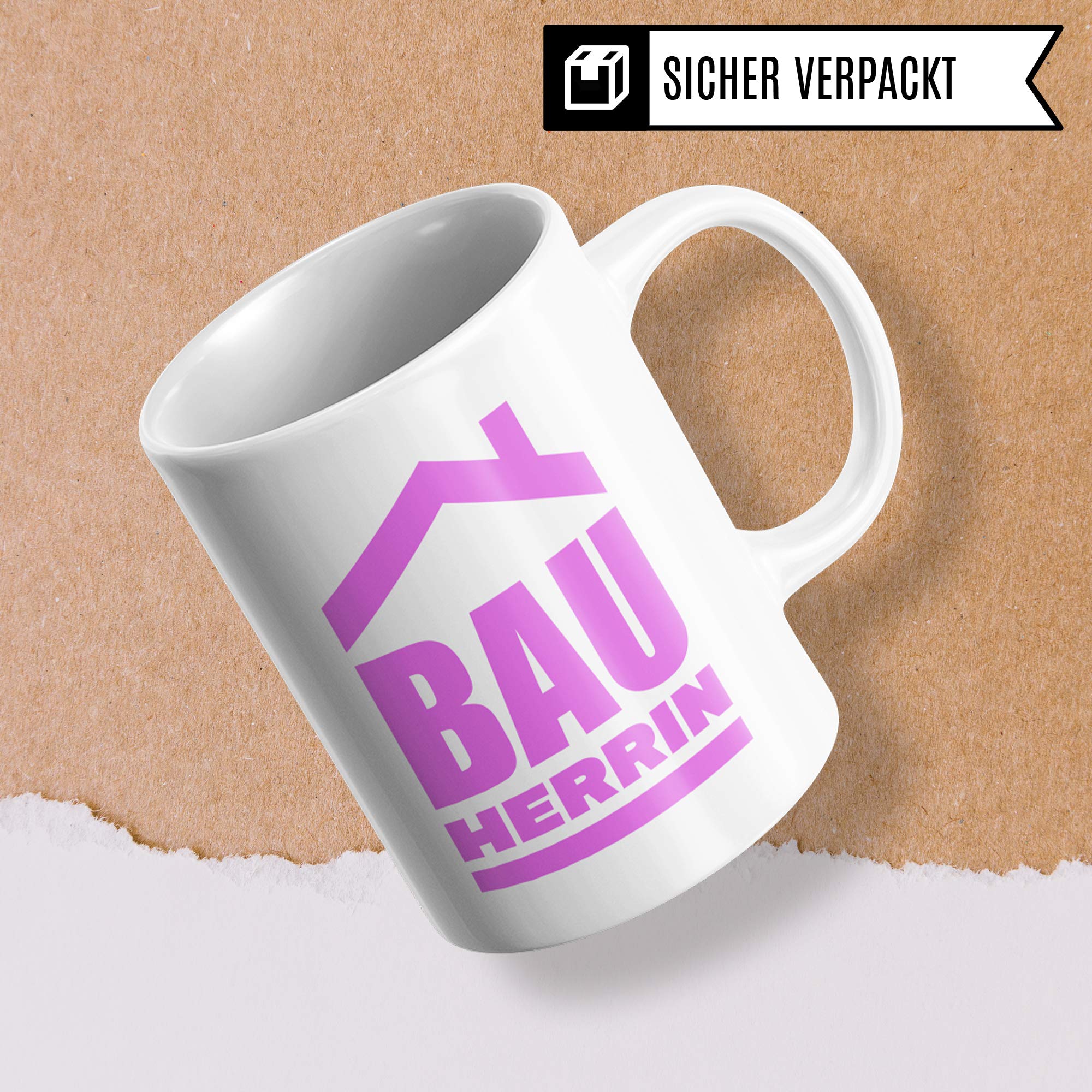 Pagma Druck Tasse Bauherrin, Geschenke zum Richtfest Mitbringsel, Becher Einweihungsfeier Einweihung Bauherr Frau, Geschenkideen zum Richtfest, Baustelle Häuslebauer Hausbau Humor