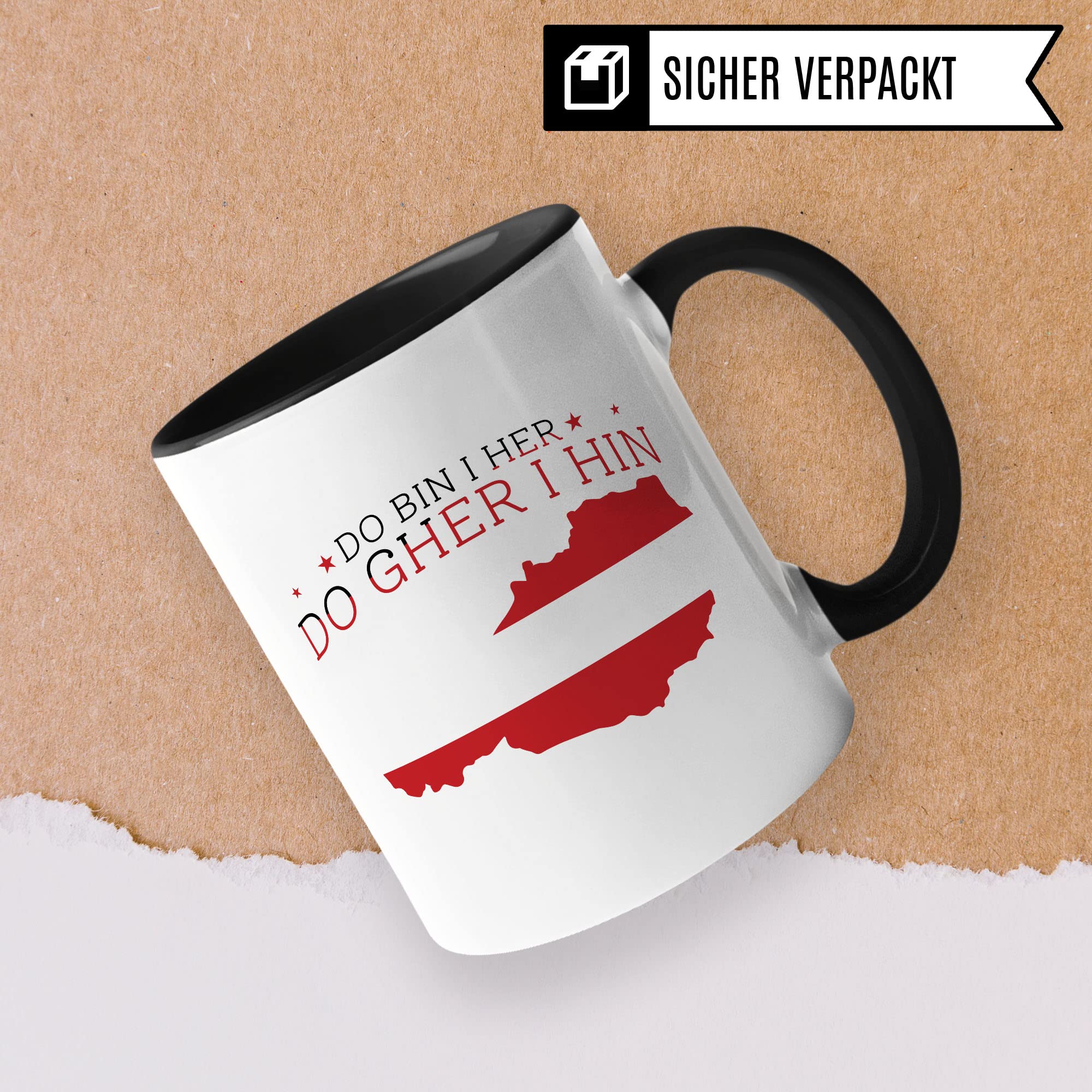 Österreich Tasse Geschenkidee Austria Kakaotasse Humor Witz Geschenk für Österreicher Österreicherin Kaffeetasse Heimat Kakaobecher