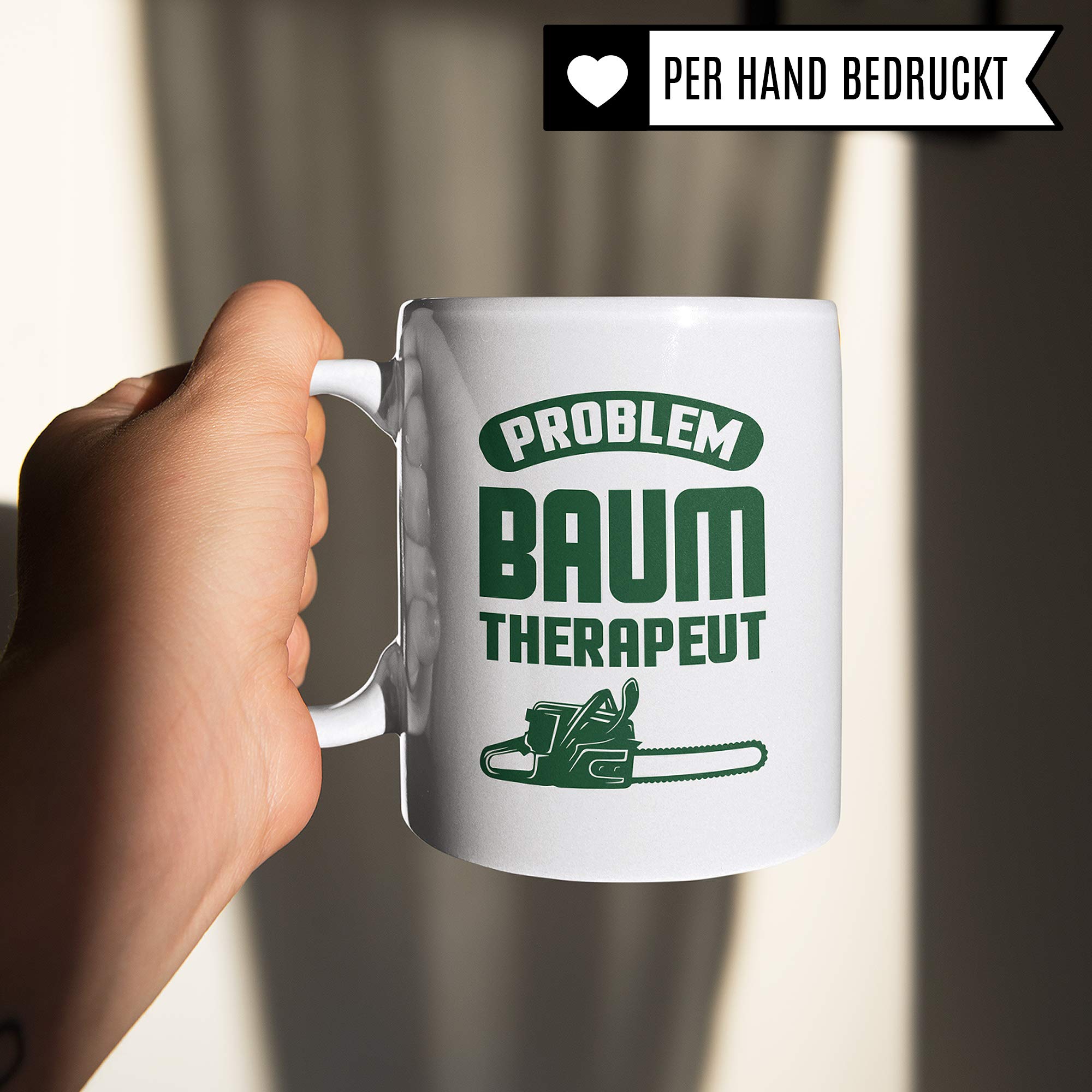 Pagma Druck Holzfäller Tasse, Kettensäge Waldarbeiter Geschenk für Förster Forstwirt Männer Kaffeebecher, Problem Baum Therapeut Spruch Wald Holz Becher Geschenkidee, Waldarbeiten Kaffeetasse