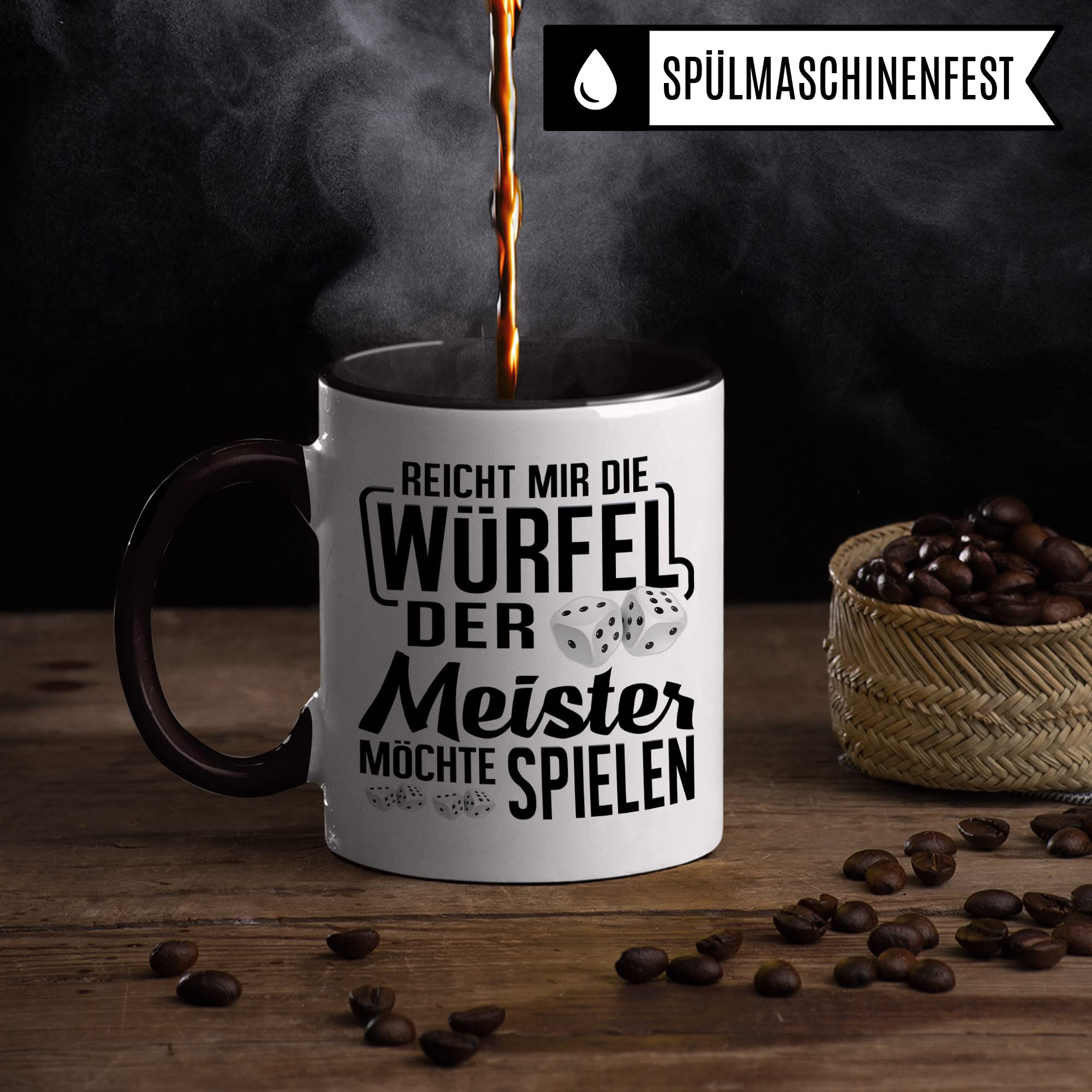 Würfel Tasse - Brettspiel RPG Rollenspiel lustiger Spruch - Kaffeetasse Fantasy Pen & Paper Tabletop D20 Motiv - Spieleabend Dungeon Kaffee-Becher