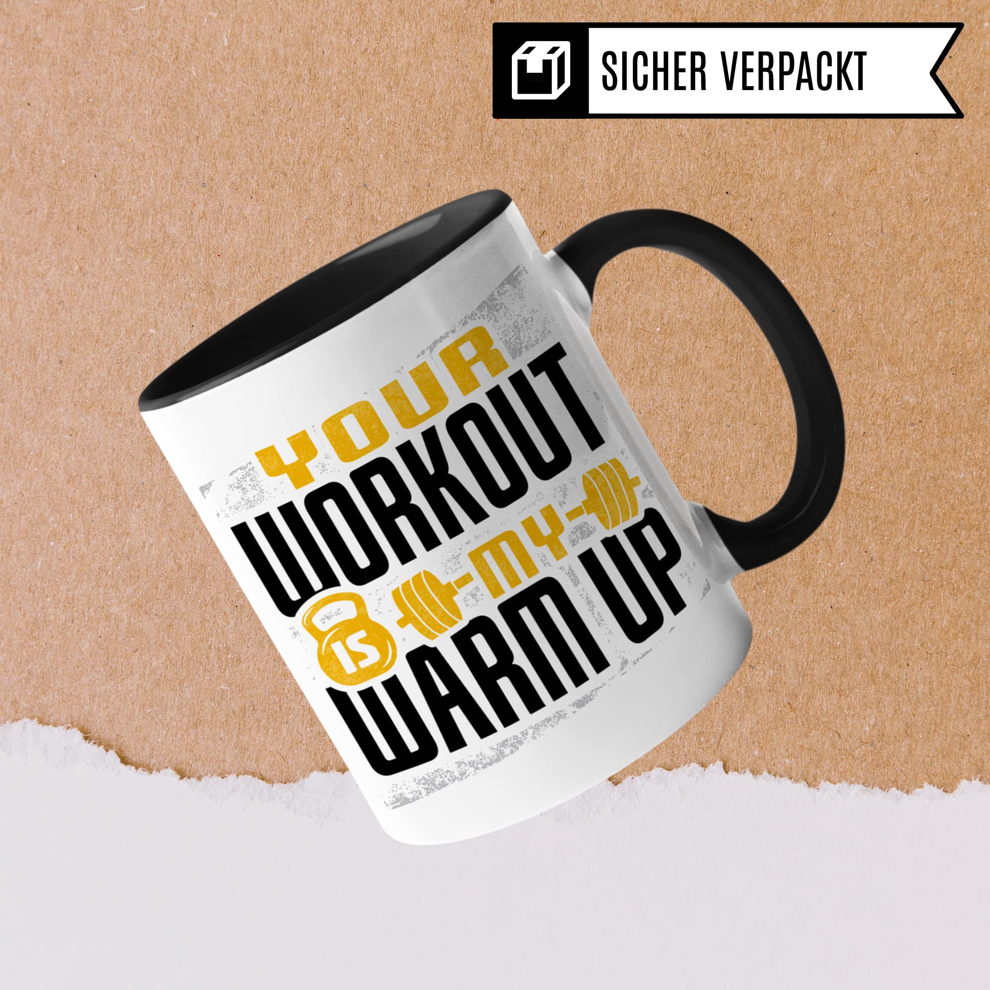 Workout Tasse, Gym Geschenk, Fitness Kaffeebecher, Kaffeetasse Humor Witz Geschenkidee für Trainer Krafttraining Bodybuilder Sport Becher