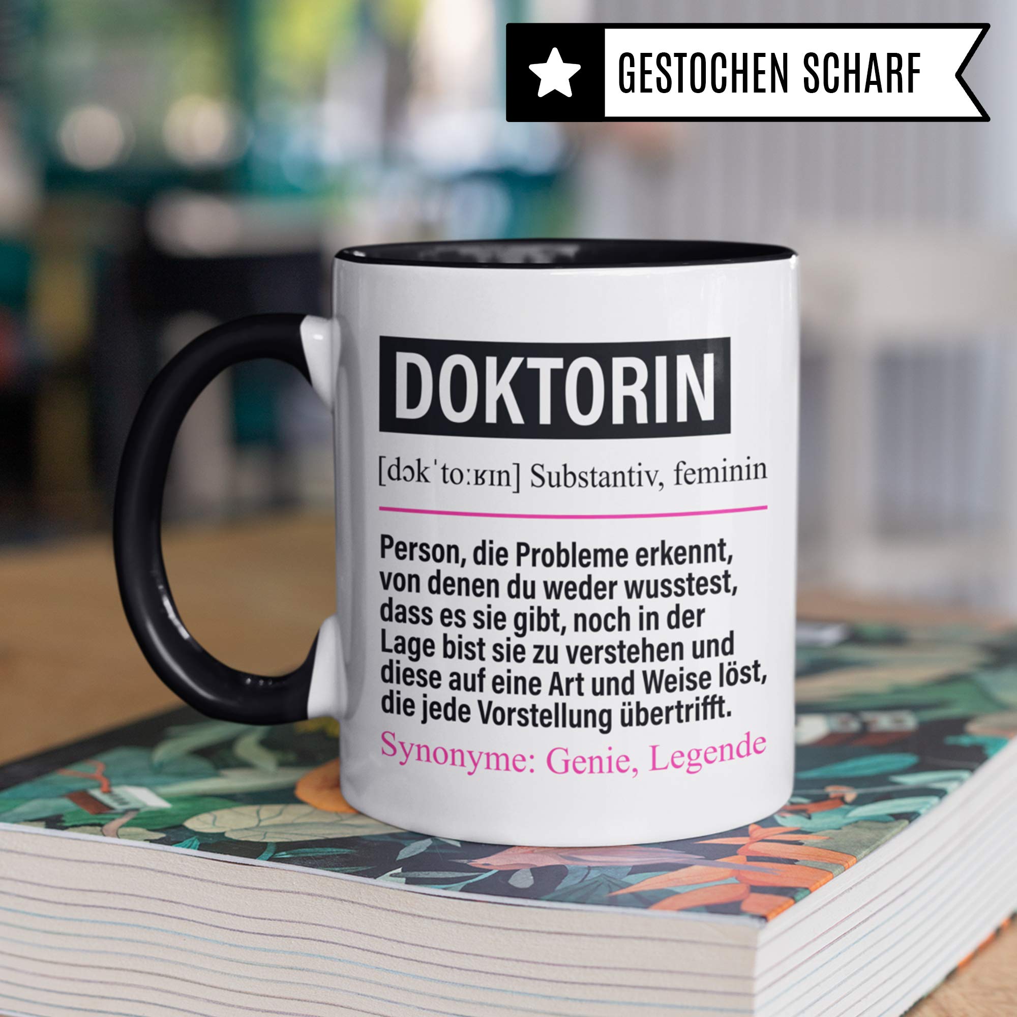 Pagma Druck Tasse Doktorin lustig, Doktorin Geschenk, Spruch Doktorand Doktortitel Kaffeebecher Geschenkidee, Kaffeetasse Beruf Doktorarbeit Promotion Promovieren Teetasse Dissertation Becher