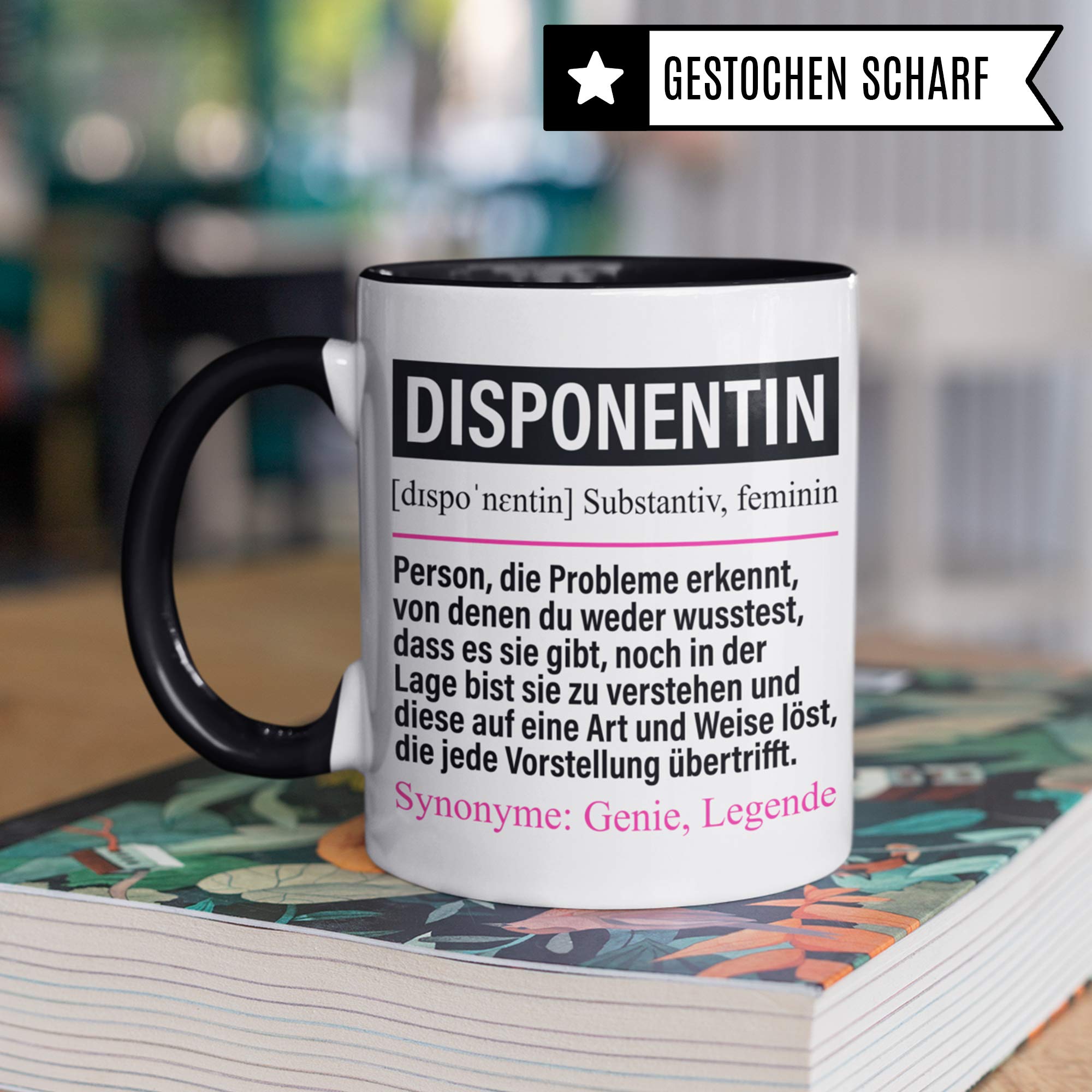 Pagma Druck Tasse Disponentin lustig, Beruf Disponentin Geschenk, Spruch Disposition Kaffeebecher Geschenkidee, Kaffeetasse Frauen Teetasse Becher