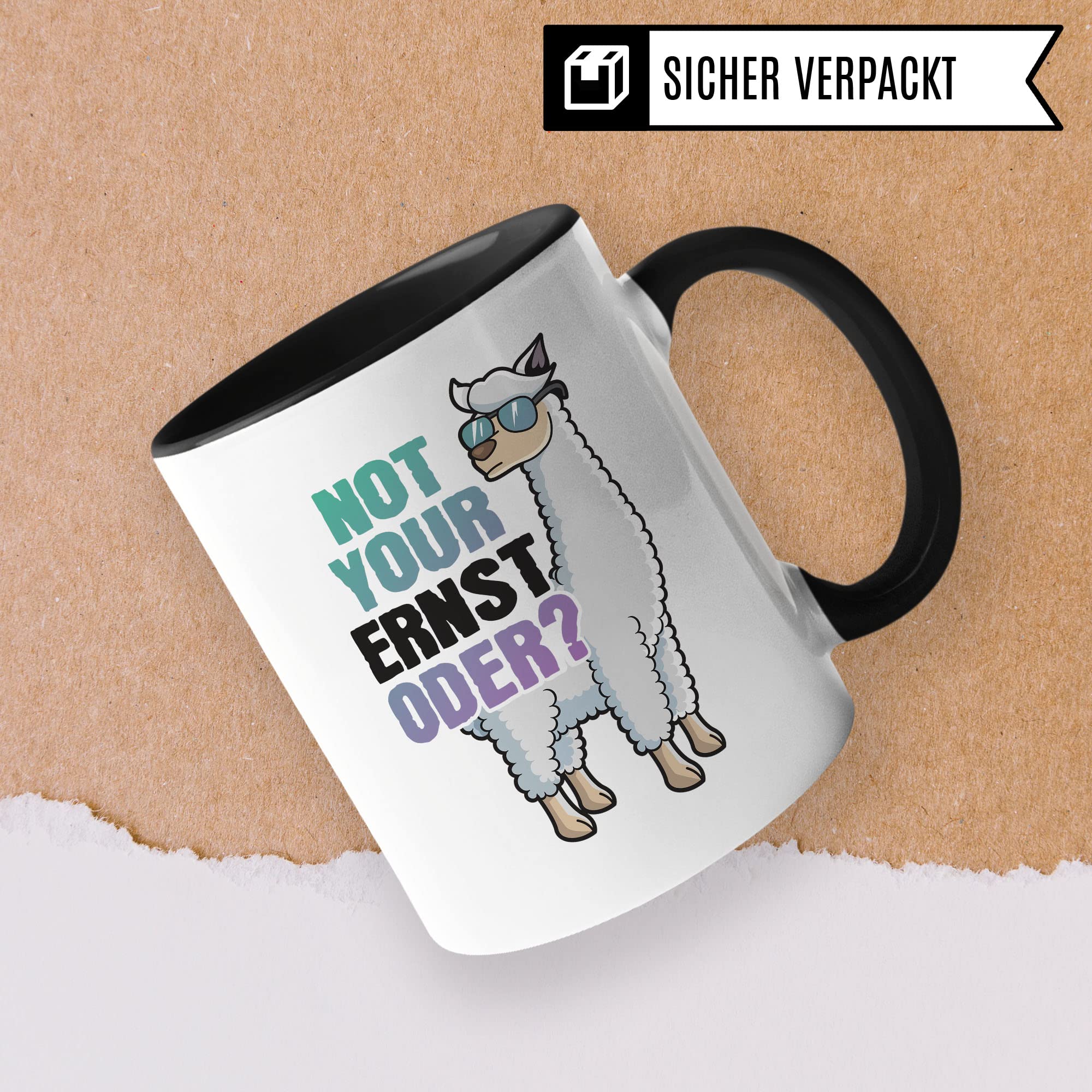 Tasse Alpaka-Motiv, Not your ernst oder? Spruch, Süßes Geschenk Alpakaliebhaber, süße Alpaka-Tasse Motiv Geschenkidee lustiger Spruch Beruf Freund Freundin Kollegen Kaffeetasse