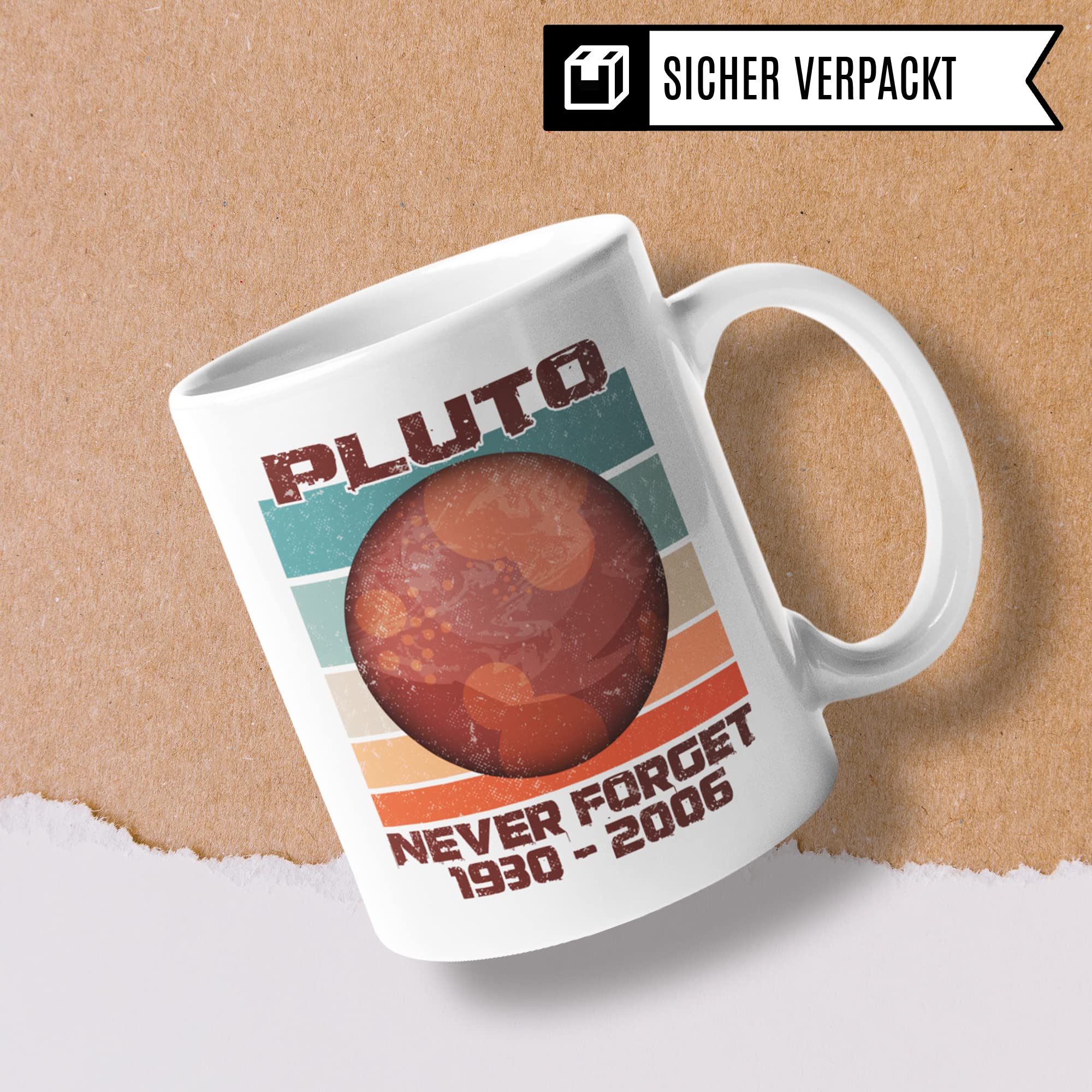 Tasse Pluto Never Forget 1930 2006, Astronomie Weltraum Space Geschenk, Kaffeetasse mit Planet Aufdruck, Kaffeebecher Weltall Raumfahrt Sonnensystem für Astronomen