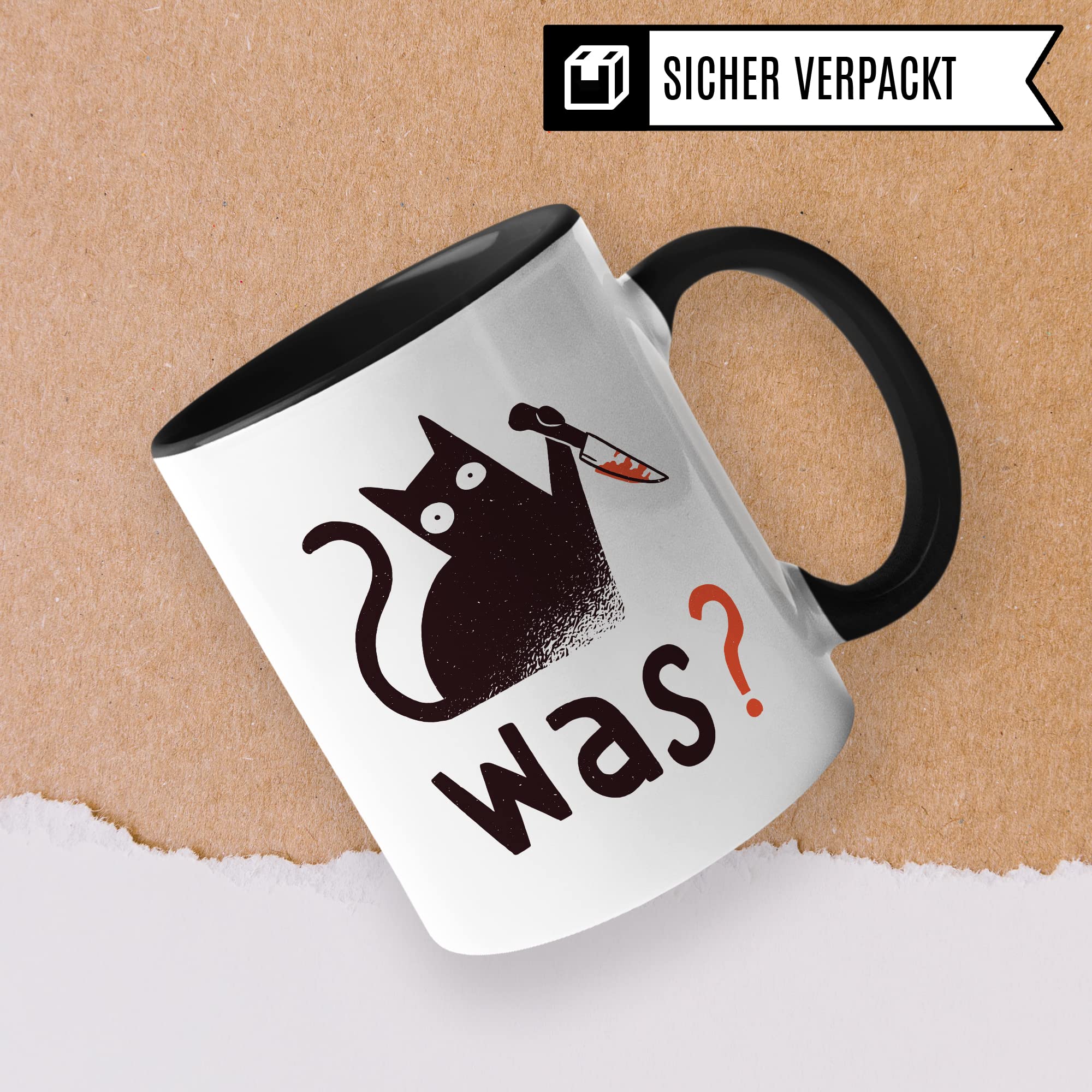 Tasse Katzen-Motiv, schwarzer Humor Geschenk Katzenliebhaber, sarkastisches Katzen-Tasse Motiv, Geschenk Kollegen, lustige Katze Kater Katzenfreund Büro-Tasse Sarkasmus