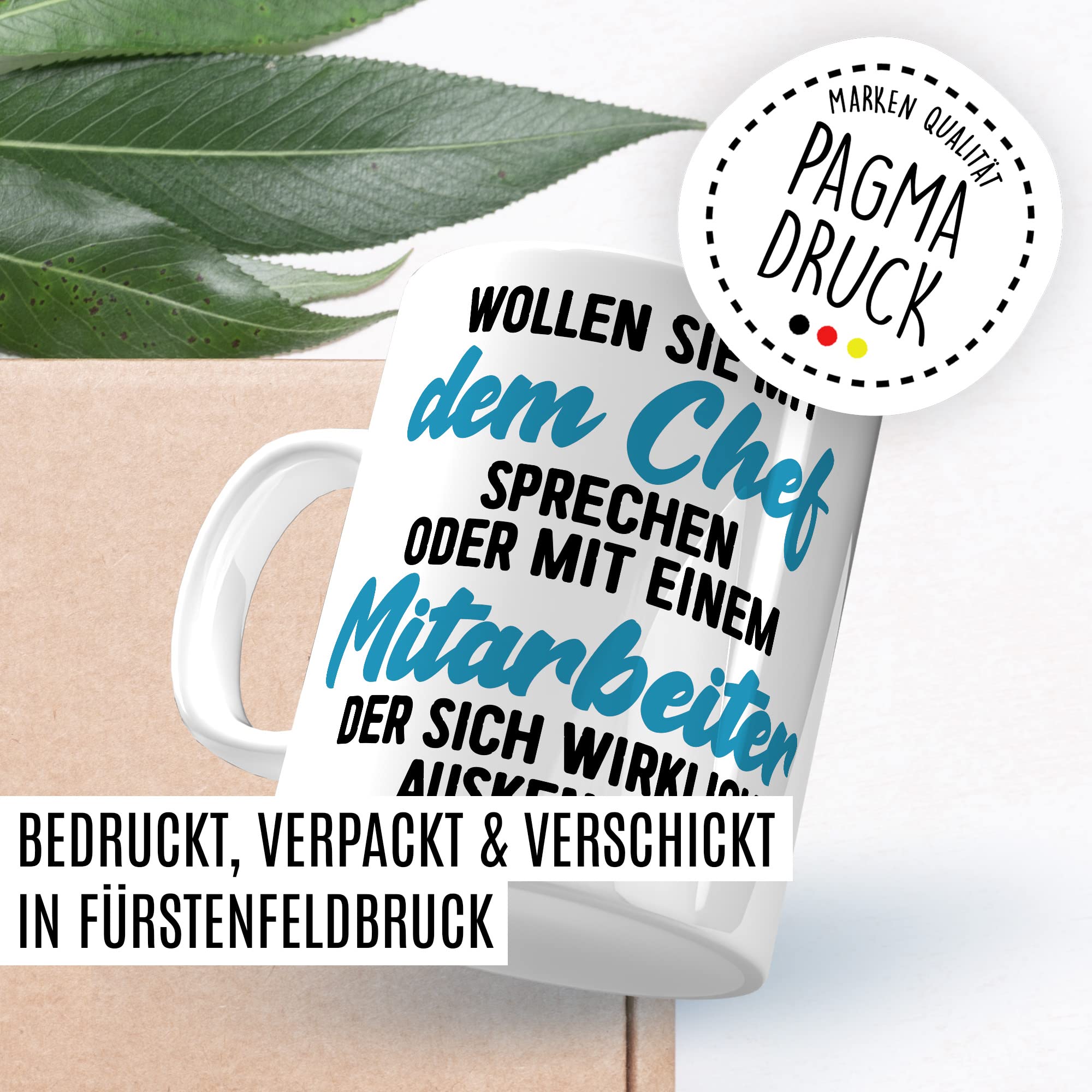 Tasse fürs Büro lustige Kaffeetasse mit Spruch Mitarbeiter Kaffee-Becher mit Humor Geschenk Kollegen Kollegin Geschenkidee Arbeit Schreibtisch Chef Boss Humor Teetasse