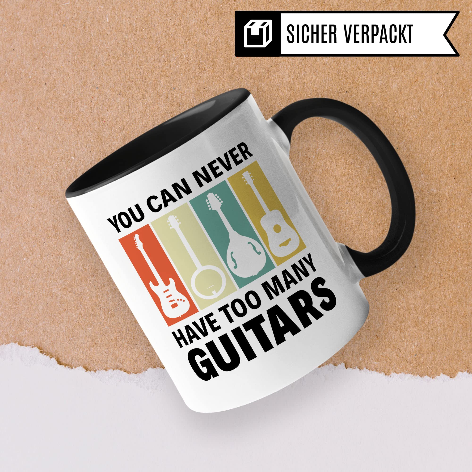 Gitarren Tasse Geschenkidee Kaffeetasse Humor Witz Geschenk für Gitarrenspieler Gitarrenspielerin Kaffeebecher E-Gitarre Becher