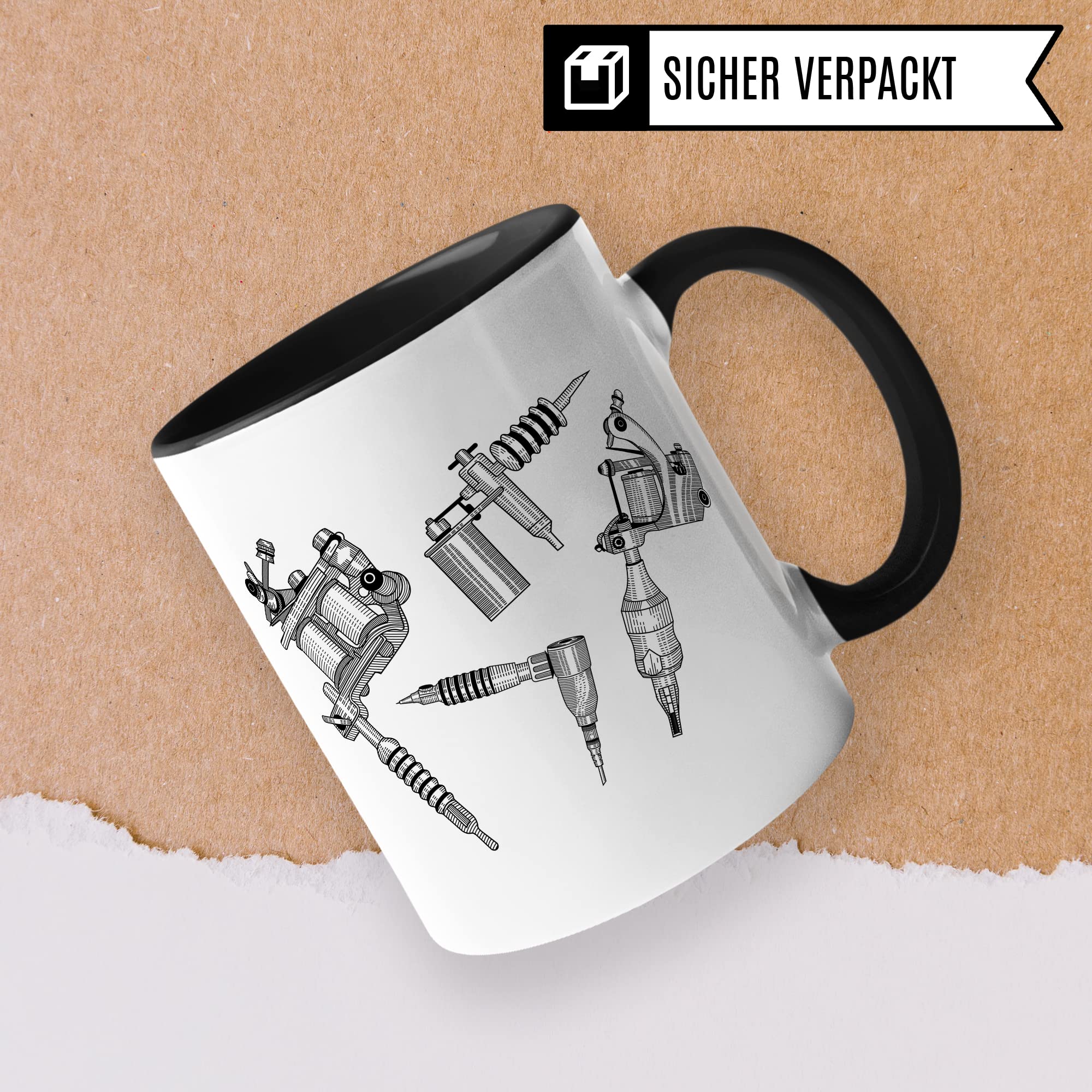 Tattoo Tasse, Tattoo Maschine Spruch, Geschenk Tattowierer Tattoo Motiv Spruch, Geschenkidee Tattowierte Beruf Tattoowierer Kaffeetasse schönes Motiv