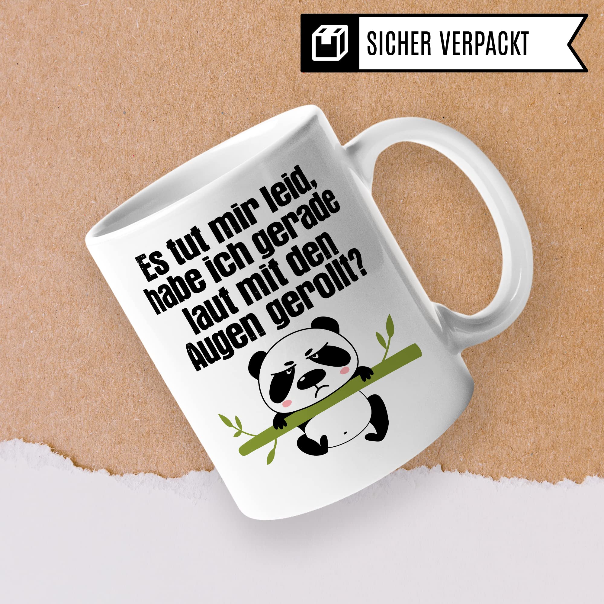 Tasse witzig Lustig Kaffeetasse Tasse fürs Büro Panda Tasse Augen rollen Spruch Kaffee-Becher Tassen Sprüche Witz Cool Kollegin Geschenk Geschenkidee