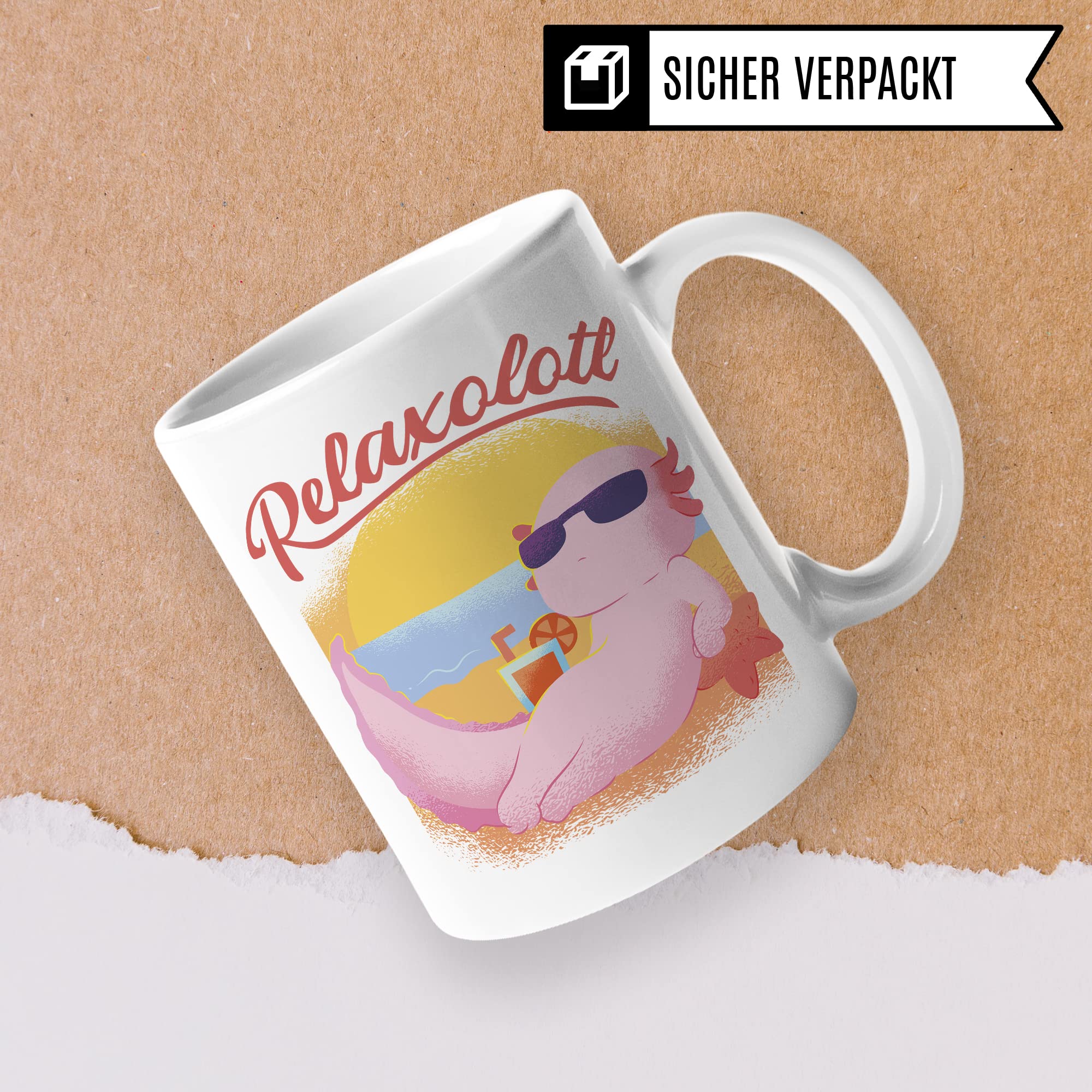 Tasse Axolotl Geschenk: Relaxolotl Motiv lustig Geschenk Kaffeetasse Männer Frauen Jungen Mädchen süß Kaffee-Becher