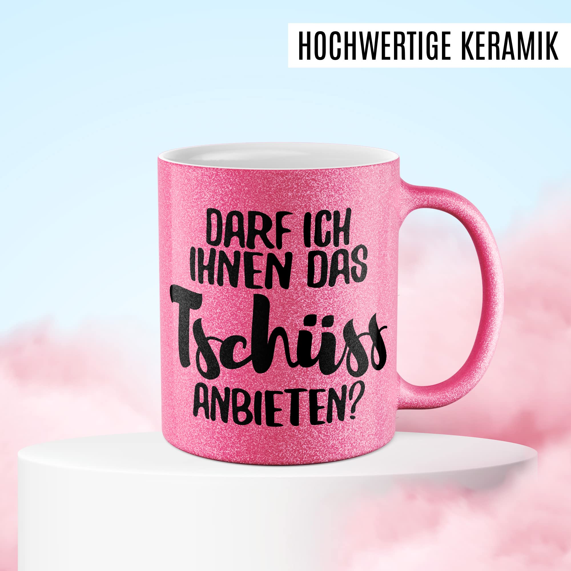 Tasse mit Spruch Büro lustig Kaffeetasse Arbeit Kaffee-Becher mit Witz Arbeitsplatz Job Geschenkidee Humor Geschenk Kollegin Chef Kollege Darf ich ihnen das tschüss anbieten Sarkasmus