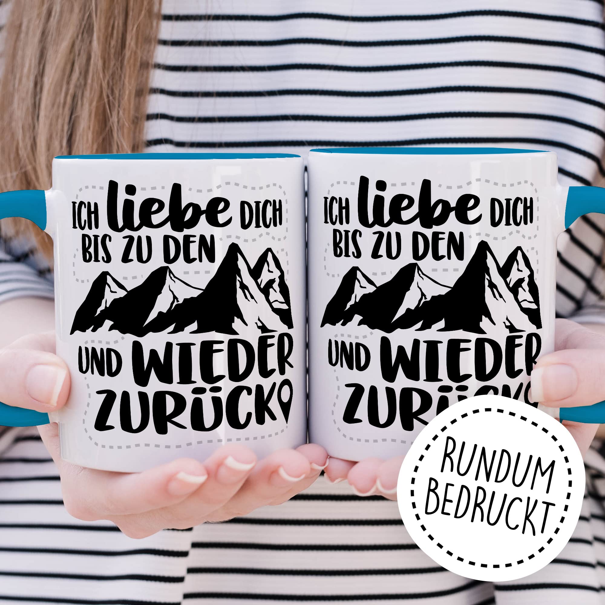 Berge Tasse Liebe Geschenk, Ich liebe dich bis zu den Bergen und zurück Geschenkidee Bergsteiger Kaffeetasse mit Spruch Kaffee-Becher Bergsteigen Wandern Natur