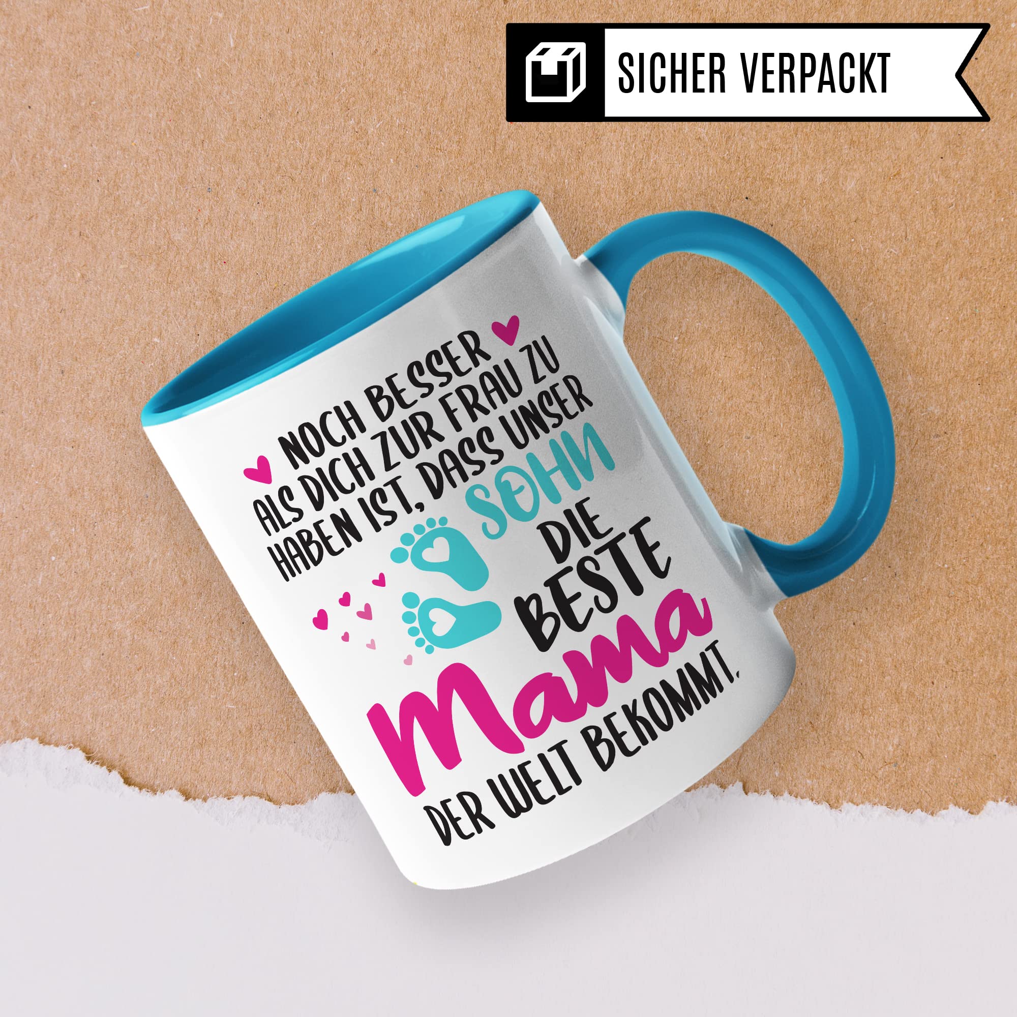 Schwangerschaft Tasse, Noch besser als dich zur Frau zu haben ist, dass unser Sohn die beste Mama der Welt bekommt, Geschenk Schwangere, Geschenkidee werdende Mutter Freundin, Mama 2023 Geschenk