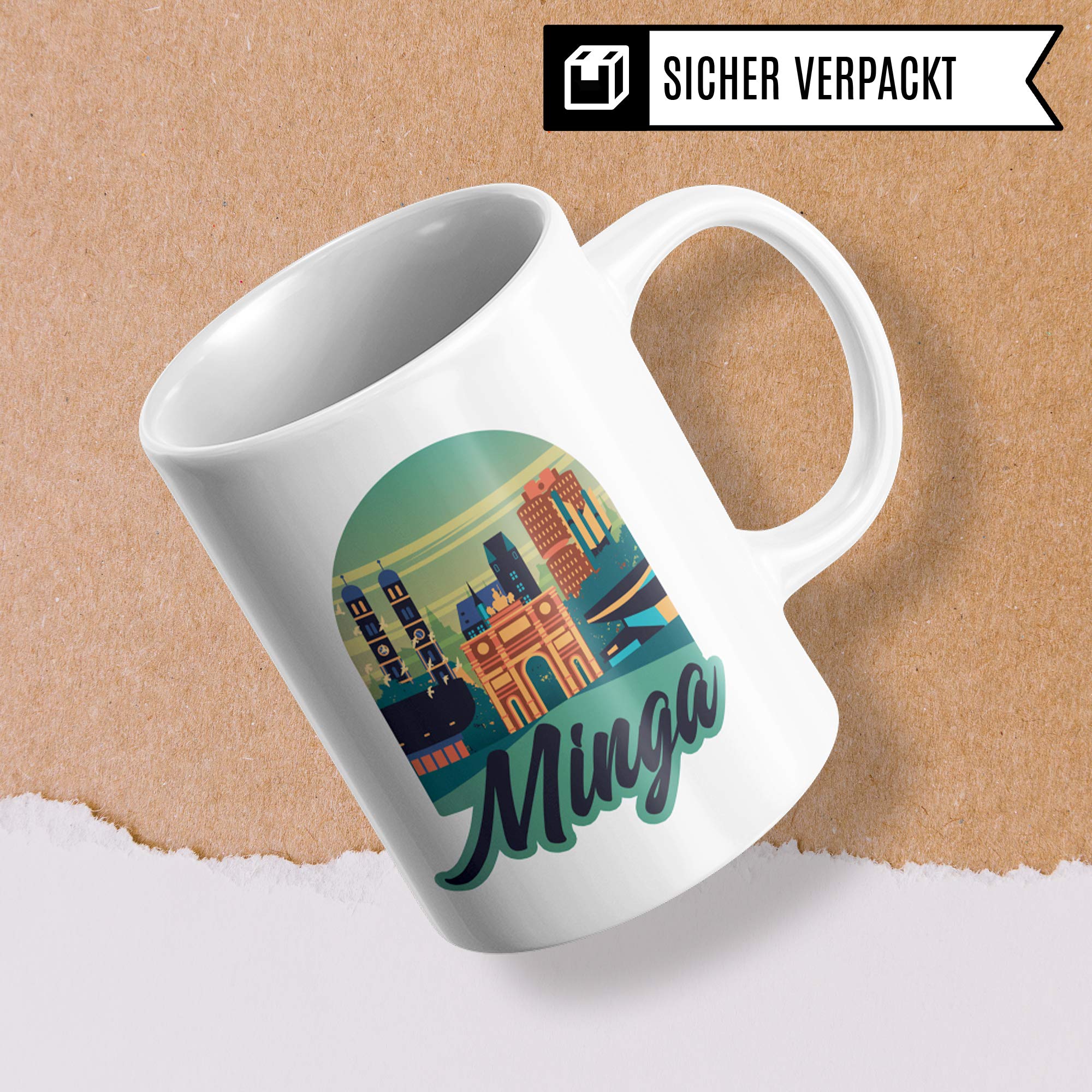 Minga Tasse Geschenk München bayerisch Kaffeebecher Dialekt Geschenkidee Stadt München Becher Münchner Spruch Kaffeetasse