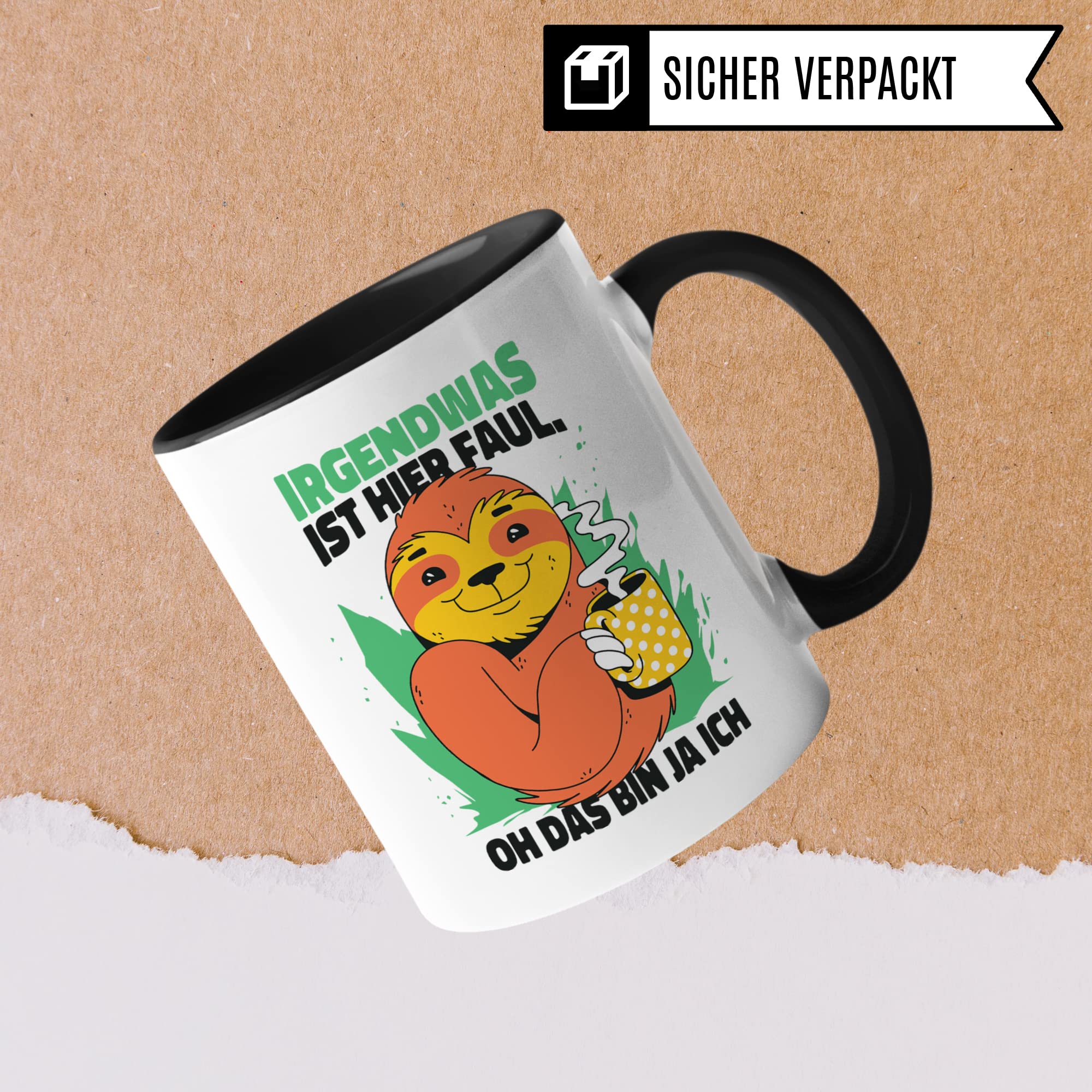 Faultier Tasse mit Spruch lustig, Geschenk witzig Männer Frauen Faulheit Kaffeetasse, Faul Schlafen Morgenmuffel Langschläfer Geschenkidee Kaffee-Becher