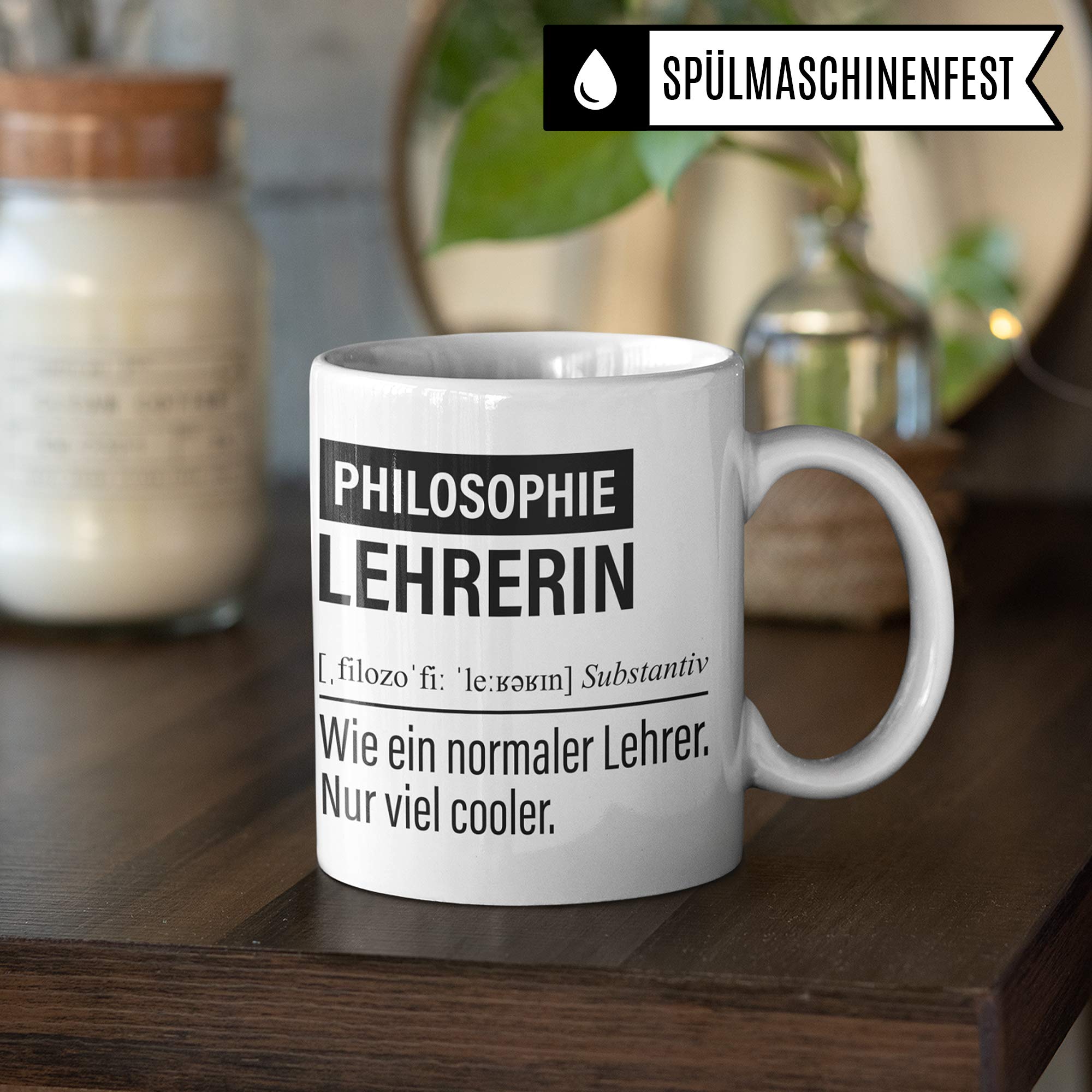 Philosophielehrerin Tasse, Geschenk für Philosophie Lehrerin, Kaffeetasse Geschenkidee Lehrerin lustig, Kaffeebecher Lehramt Schule Philosophie Unterricht Witz