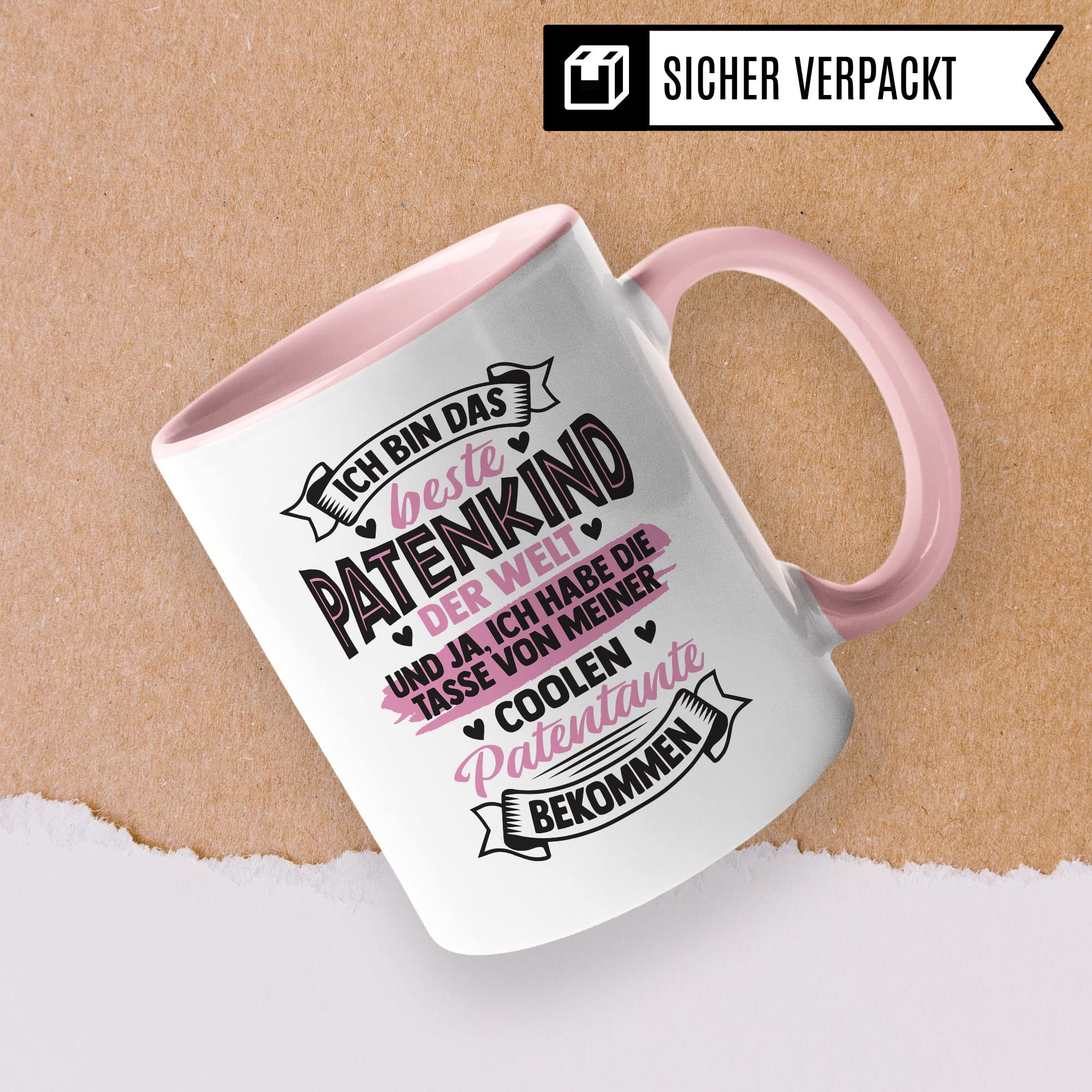 Tasse Patentante, Ich bin das beste Patenkind der Welt - und ja, Ich habe die Tasse von meiner coolen Patentante bekommen, Patenkind Geschenk lustiger Spruch Humor Witz Kaffeetasse Teetasse