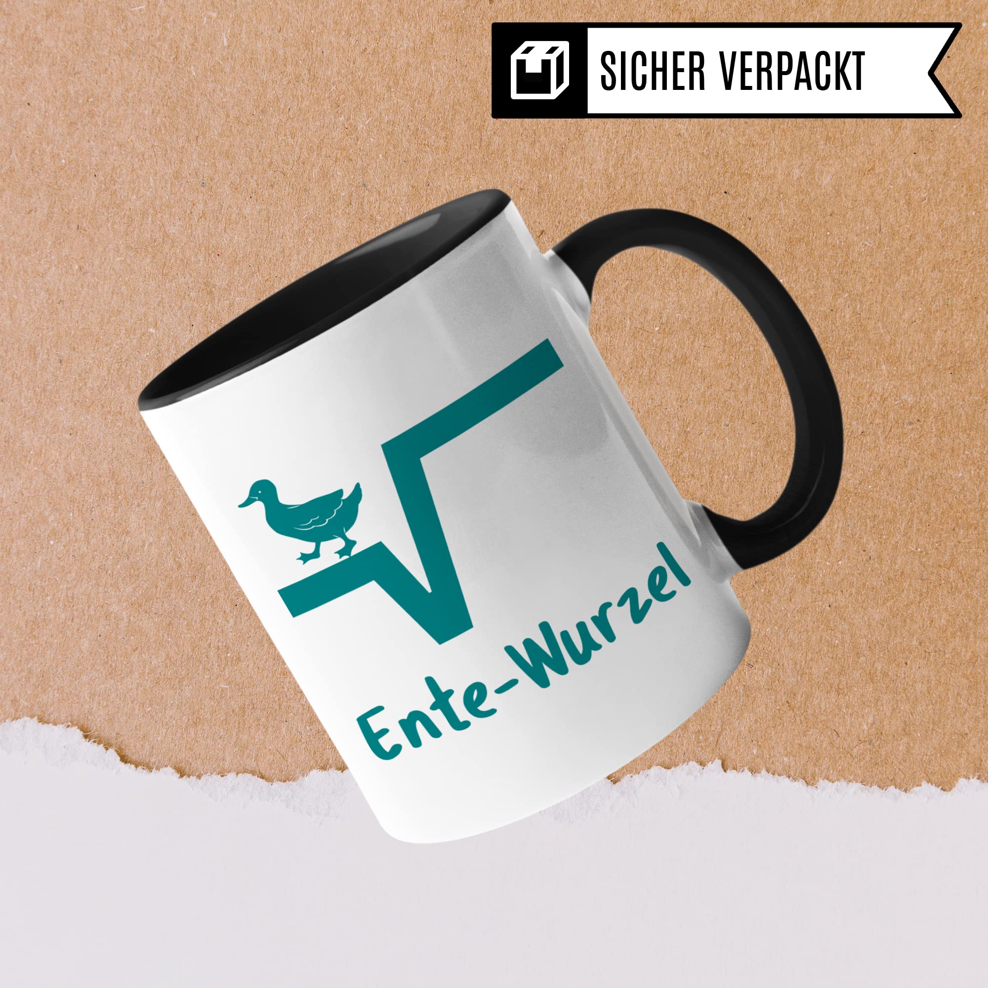 Ente-Wurzel Tasse: Mathe Geschenk lustig, Mathelehrer Mathelehrerin Mathematiker Geschenk-Idee Formel Kaffeetasse, Lehrer Geschenkidee, Lehrerin Kaffeebecher Schul Teetasse