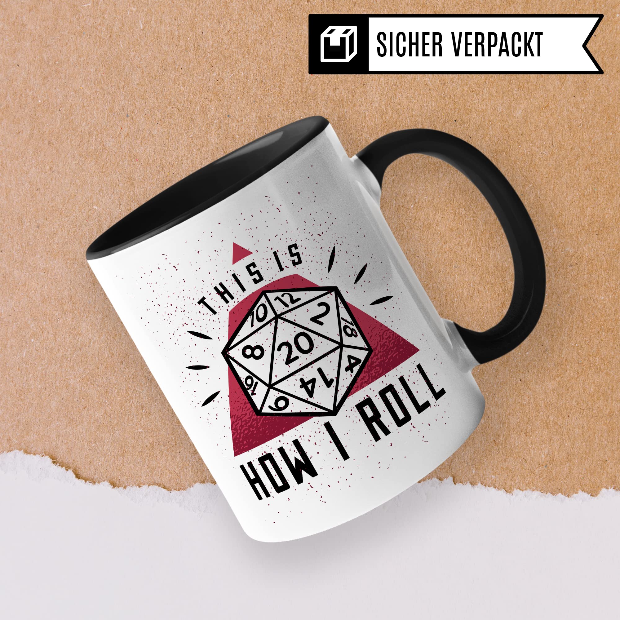 DnD Roleplay Tasse, This is how I roll Spruch, Rollenspiel Spruch D20 Dice Geschenkidee, Pen & Paper Tabletop D20 Würfel Motiv - RPG Dungeon Kaffee-Becher