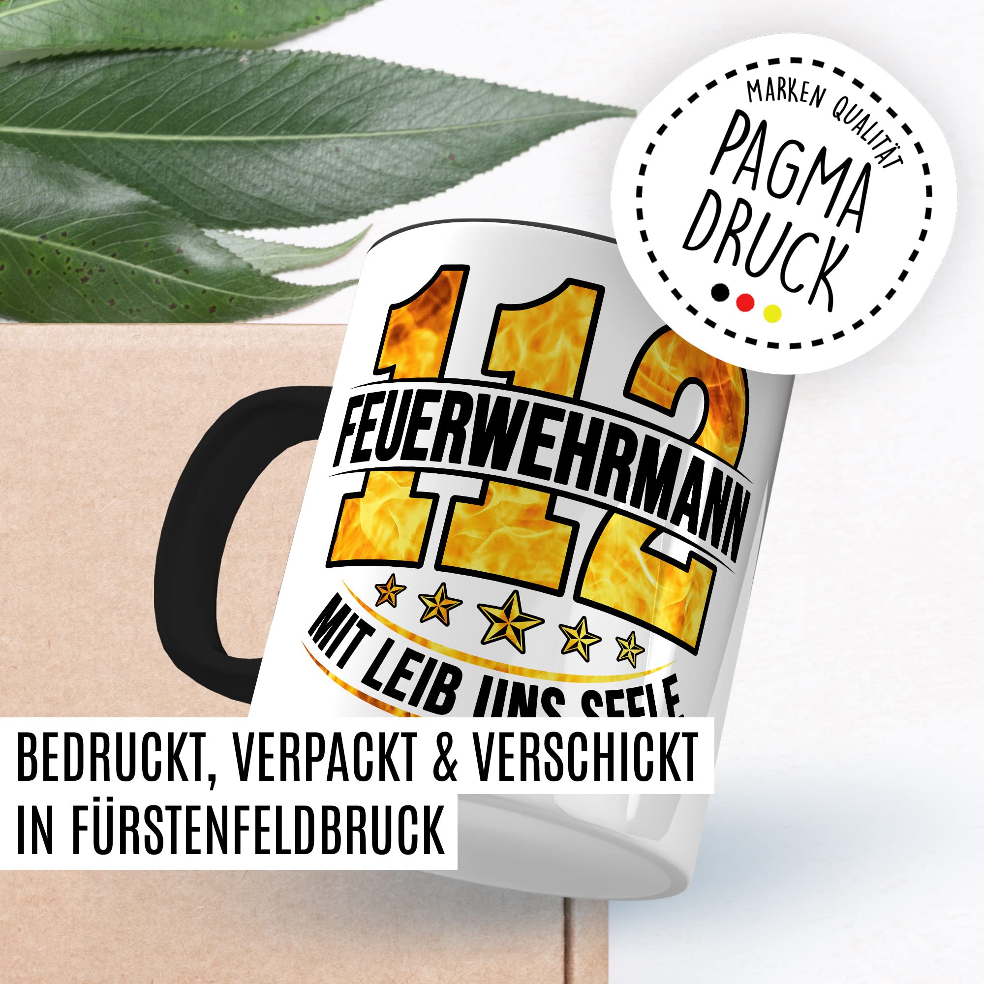 Feuerwehrmann Tasse 112 Geschenkidee Kaffeetasse mit Spruch Geschenk für Freiwillig Feuerwehr Kaffeebecher Feuerwehrauto Becher