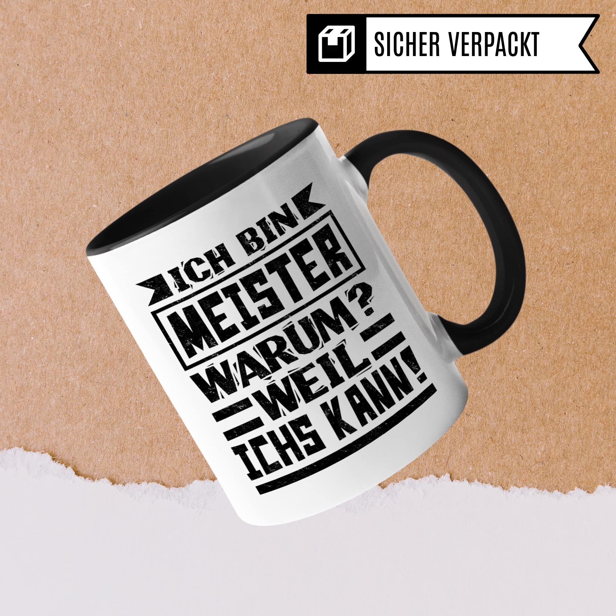 Tasse Meister Meisterlehre Meisterprüfung Geschenk Kfz Handwerksmeister Kaffeebecher Kaffeetasse Humor Witz Geschenkidee für Meister Industriemeister Becher