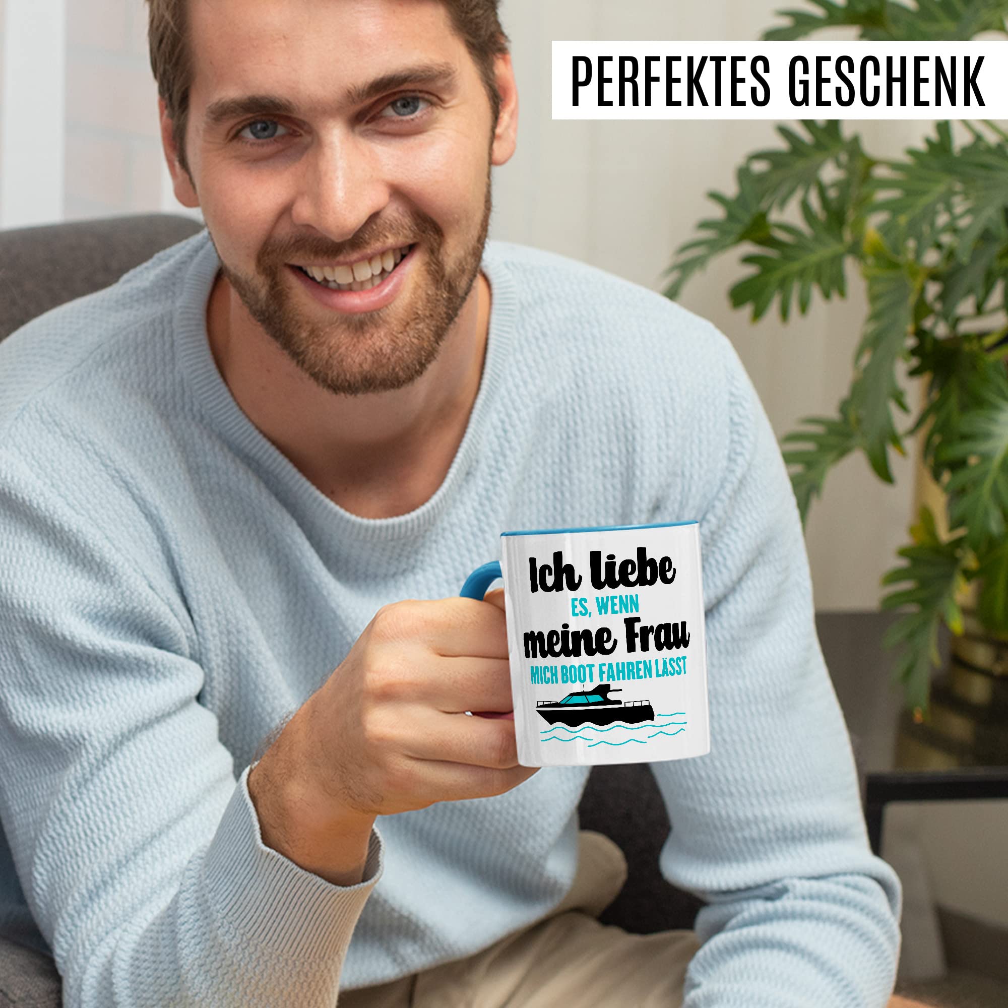 Tasse Boot Geschenk, Ich liebe es wenn meine Frau mich Boot fahren lässt Geschenkidee Kapitän Kaffeetasse Bootbesitzer Kaffee-Becher Teetasse mit Spruch lustig