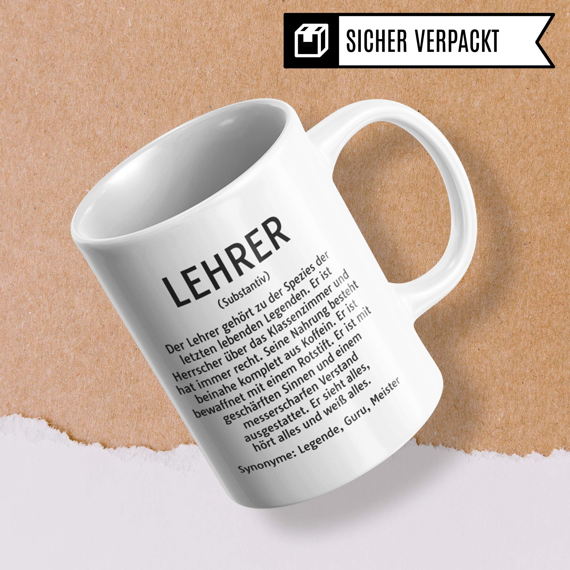 Pagma Druck Tasse Lehrer Definition, Geschenk für Lehrer, Kaffeetasse Geschenkidee Lehrer, Kaffeebecher Lehramt Schule Unterricht Witz, Lehrer Geschenk lustig Abschied Abschluss Grundschule