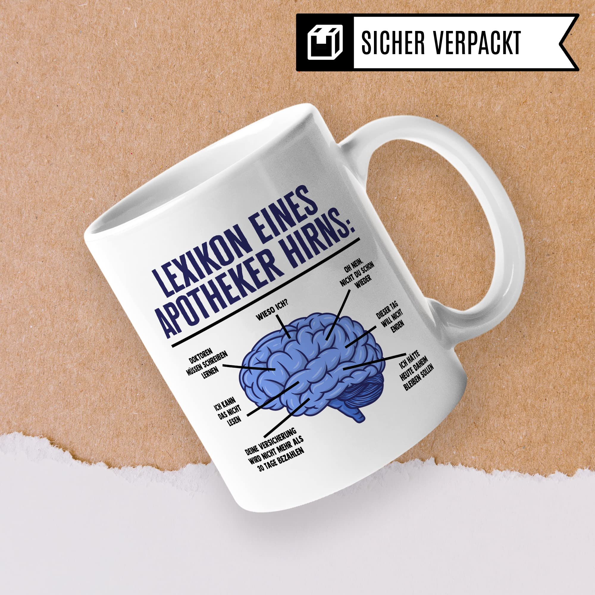 Apotheker Tasse Hirn Kaffeetasse lustig Apotheke Kaffee-Becher Humor Pharmazie Pharmazeut Geschenk Geschenkidee Kollege Witz Meme Lexikon
