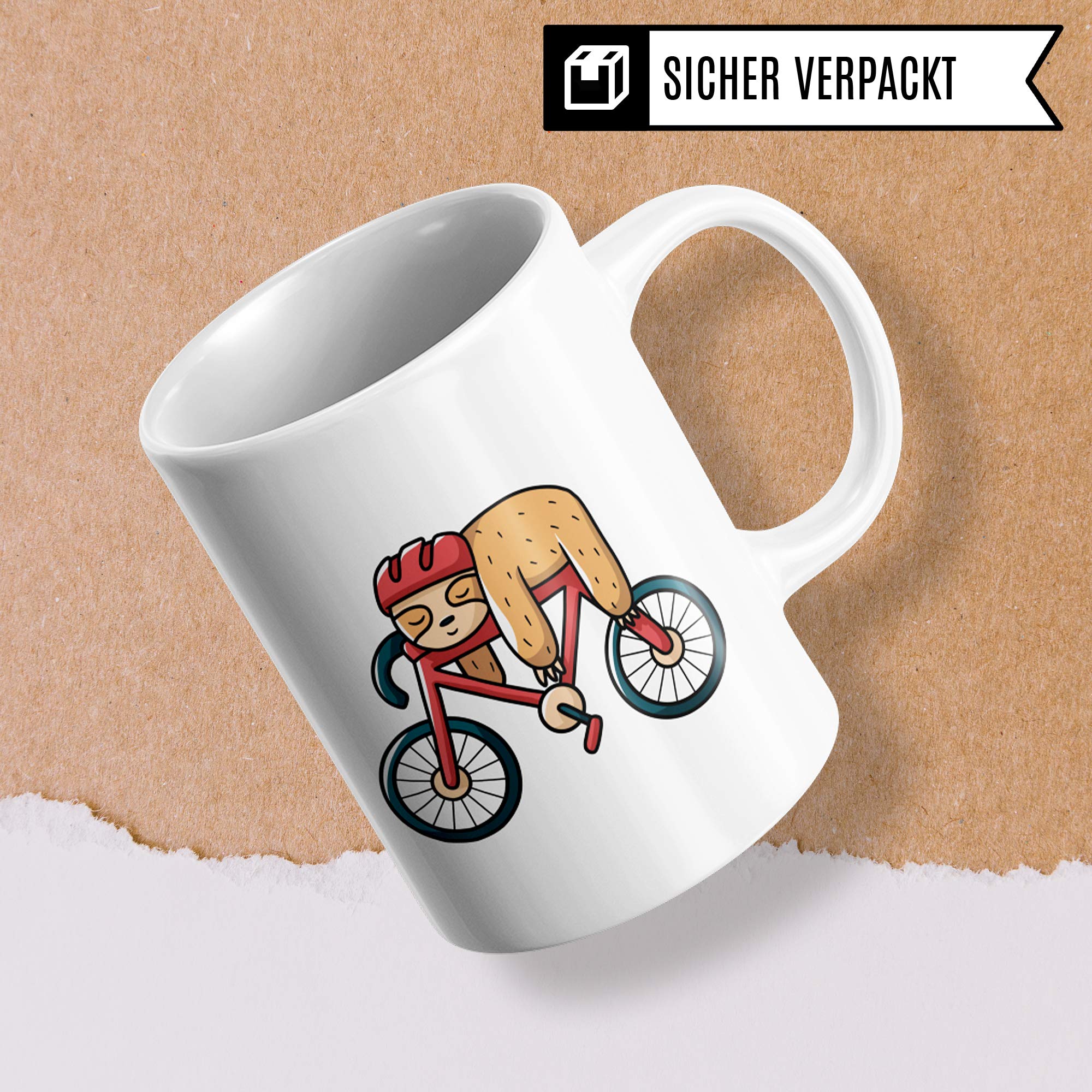 Pagma Druck Fahrrad Tasse Faultier, Geschenk Fahrradfahrer, Fahrräder Becher mit Fahrradmotiv, Rennrad Mountainbike Fahrrad Geschenkideen Radsport Radfahren Radfahrer Kaffeetasse lustig