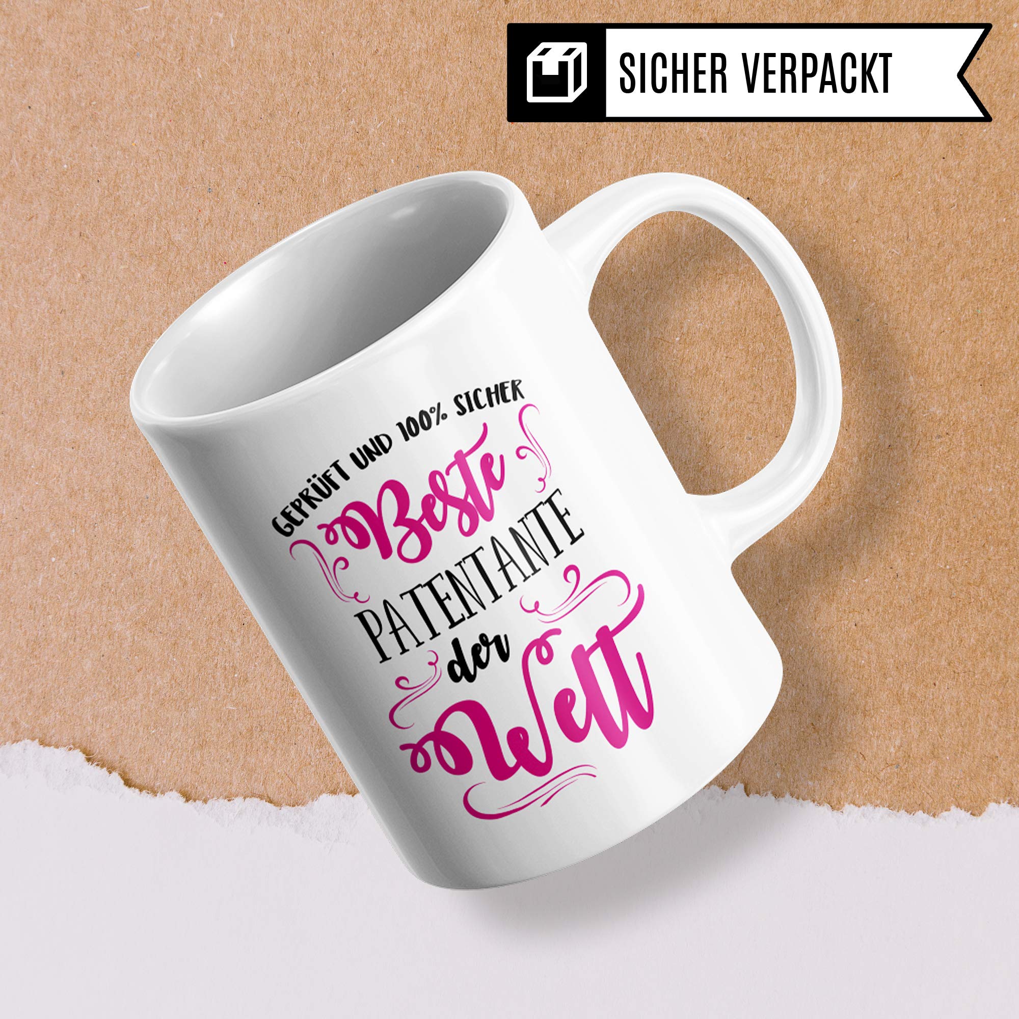 Pagma Druck Patentante Tasse, Geschenk für Patentante Patensohn Patentochter Kaffeetasse, Taufpatin Fragen Becher, Patin Taufpatin Patenkind Geschenkidee Kaffeebecher