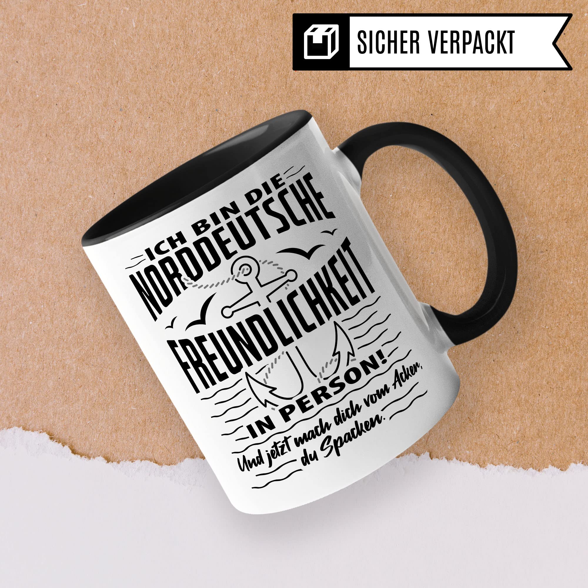 Norddeutschland Tasse Geschenkidee Kaffeetasse Humor Witz Geschenk für Norddeutsche Kaffeebecher Freundlichkeit Becher