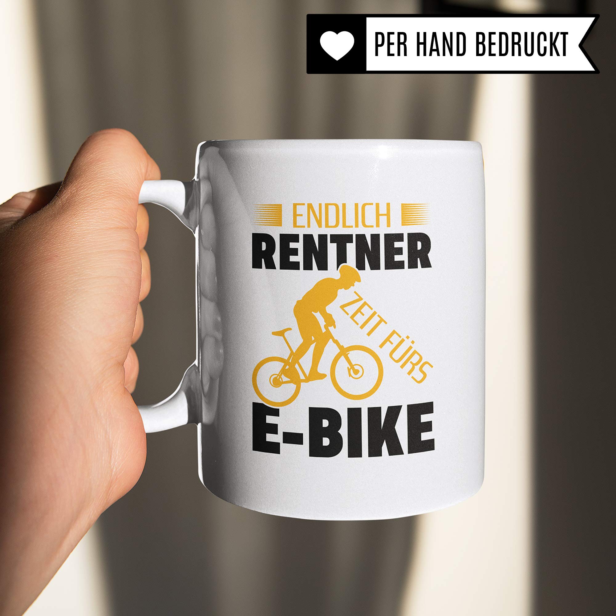 Pagma Druck E-Bike Tasse, Geschenke für EBike Fahrer, Rentner Fahrrad Elektrorad Rente Renteneintritt Geschenkidee, Rentenbeginn Pedelec E Bike Ruhestand Becher Kaffeetasse