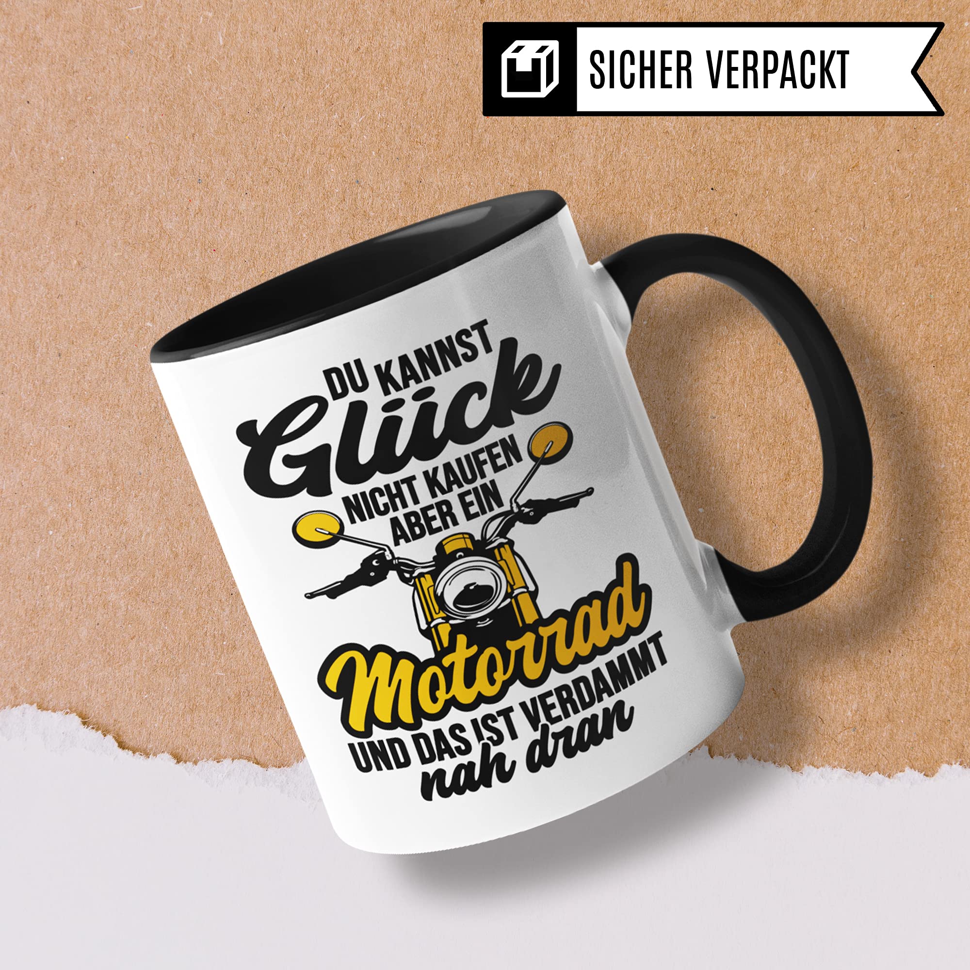 Motorrad Tasse Männer - Geschenke für Motorradfahrer - Du kannst Glück nicht kaufen aber ein Motorrad Becher - Kaffeetasse Sprüche Biker Herren - Kaffeebecher Bike Geschenkidee