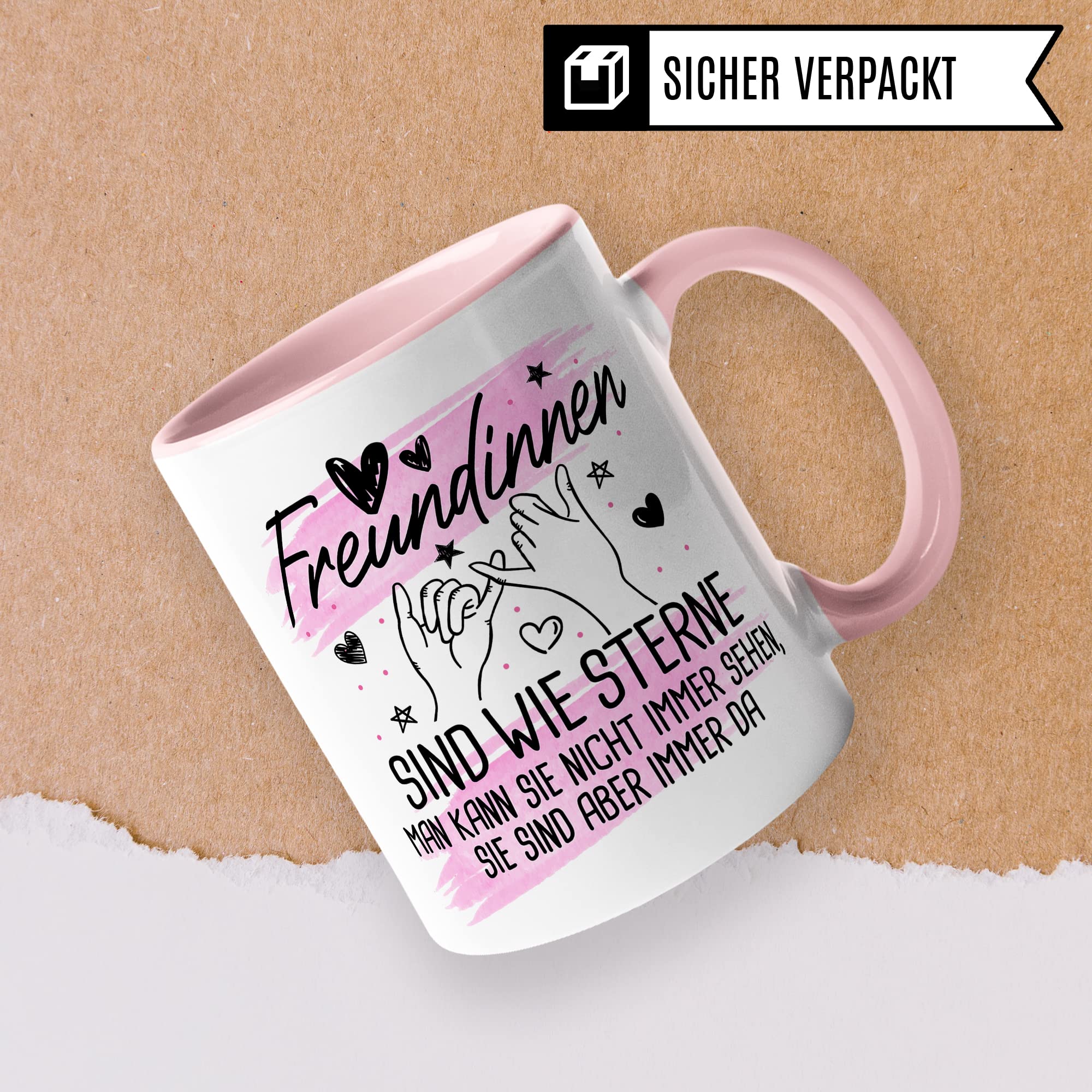 Freundin Tasse Freundinnen Kaffeetasse Freundschaft Kaffee-Becher Frauen Beste Freundin Geschenk-Idee Sterne immer da