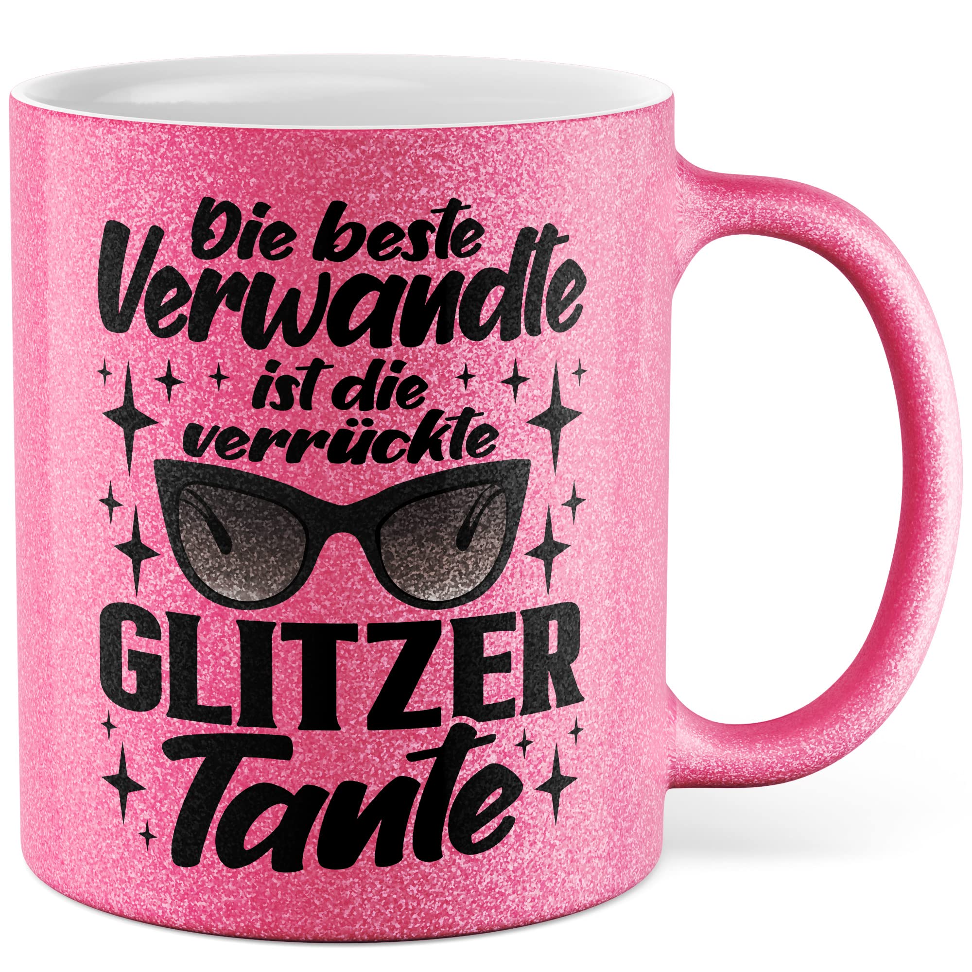 Tasse Glitzer-Tante Geschenk, Die beste Verwandte ist die verrückte Glitzer-Tante Geschenkidee Tante Kaffee-Tasse mit Spruch lustig Humor Glitzer-Tasse Familie