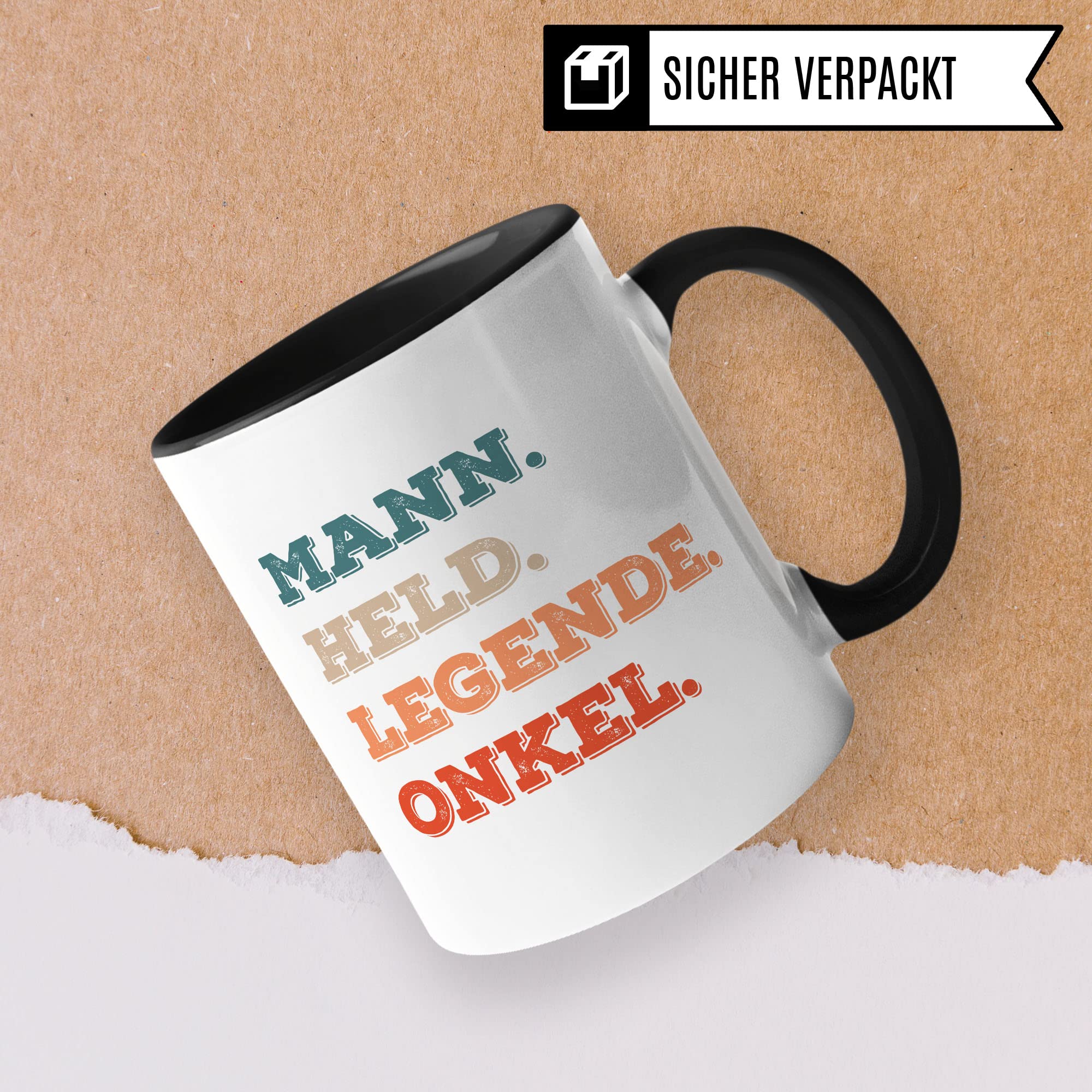 Onkel Tasse Geschenkidee Mann Kaffeetasse Humor Witz Geschenk für Patenonkel Kaffeebecher Held Familien Becher