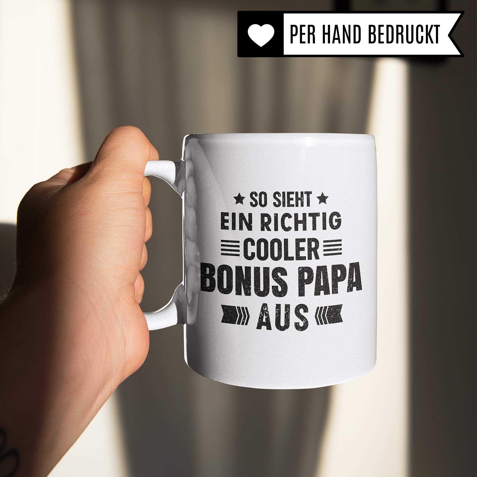 Pagma Druck Tasse Stiefvater, Bonus Papa Kaffeetasse Geschenk Spruch, Bonuspapa Stief Vater Kaffeebecher Geschenkidee (Weiß/Weiß)