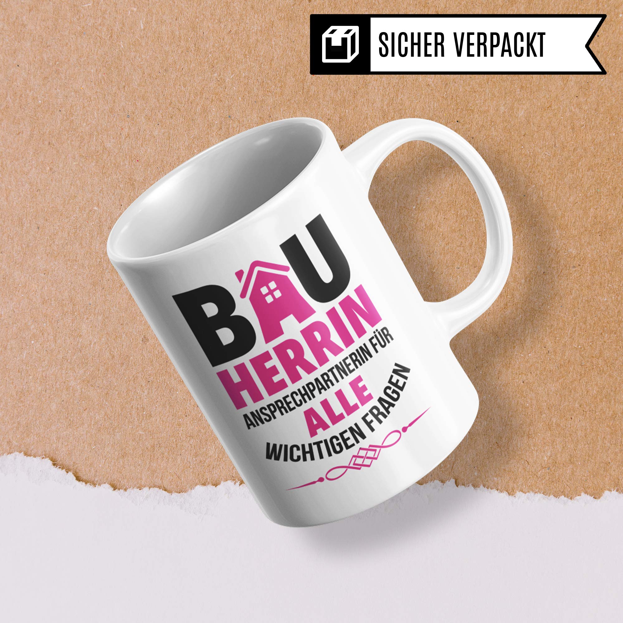 Pagma Druck Bauherrin Tasse Geschenk, Geschenke zum Richtfest, Bauherrin Bauherr Einweihung Becher, Hausbau Richtfest Geschenkideen, Einweihungsfeier Eigenheim Mitbringsel Kaffeetasse