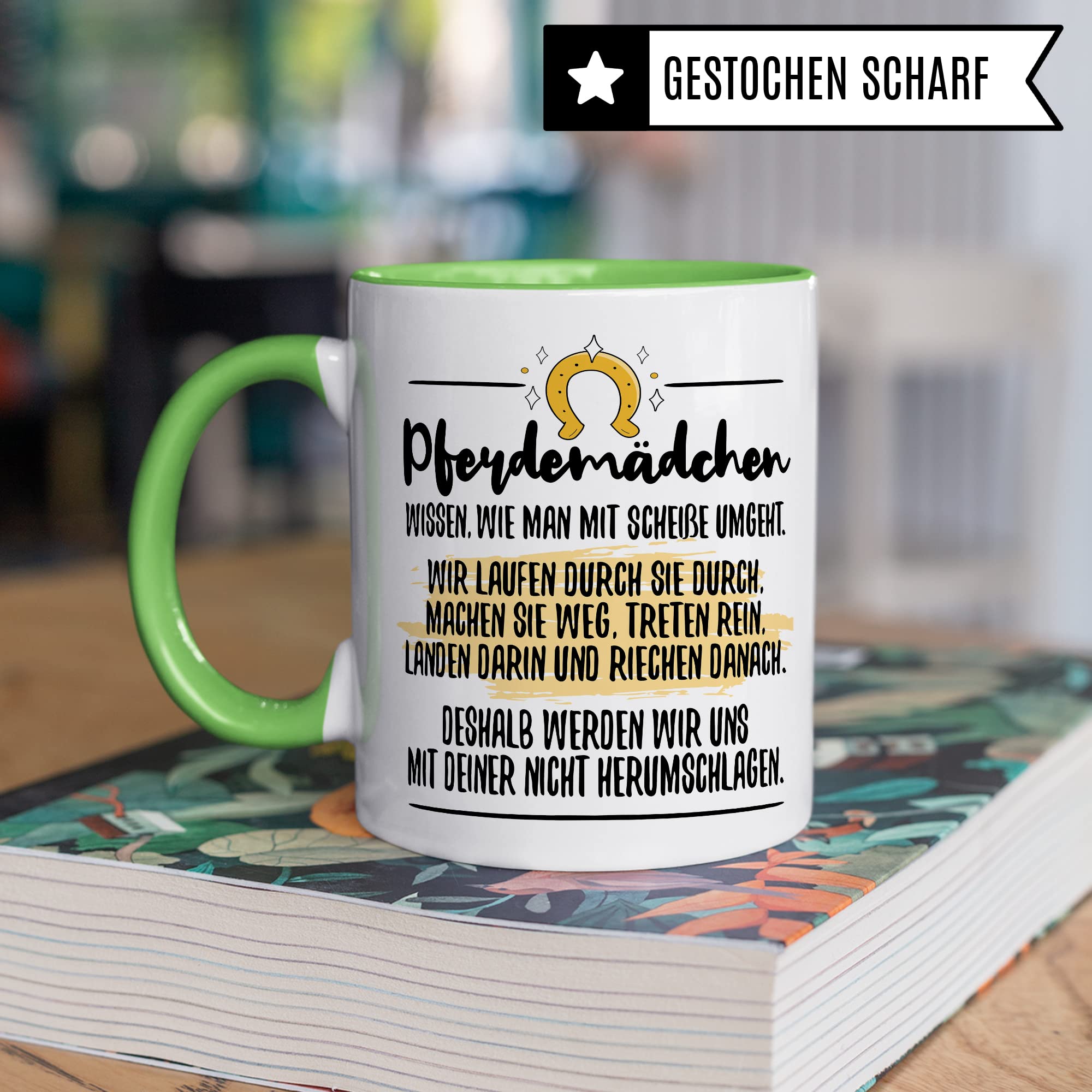 Tasse Pferdemädchen Pferd Pferde Kaffeetasse Reiterin Kaffee-Becher Reiten Teetasse Stallmädchen Pferdeliebhaber Geschenk Geschenkidee Stall Reiter Scheiße umgehen herumschlagen