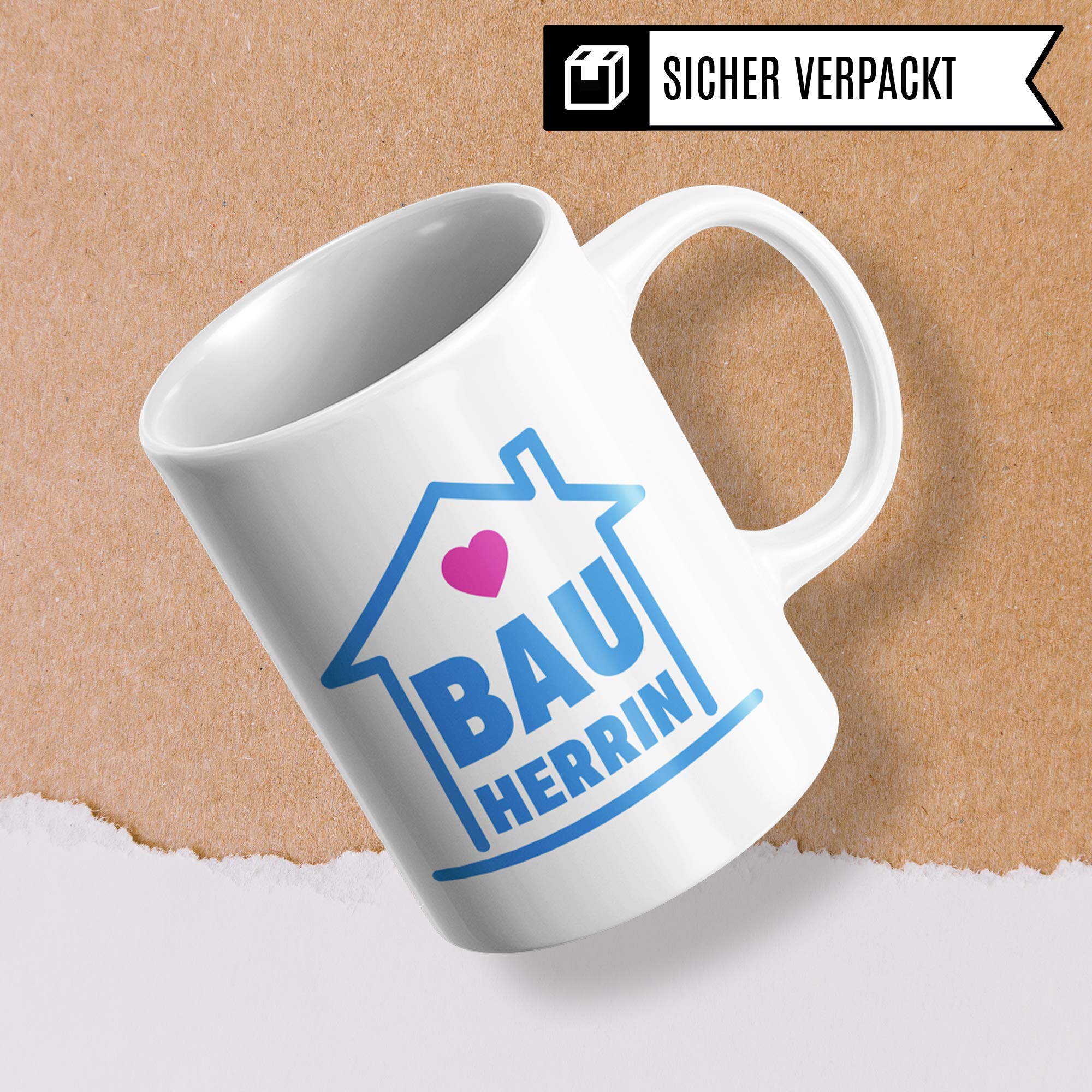 Pagma Druck Bauherrin Tasse, Mitbringsel Geschenke zum Richtfest, Becher Einweihungsfeier Einweihung Bauherr Frau, Geschenkideen zum Richtfest, Baustelle Häuslebauer Hausbau Humor